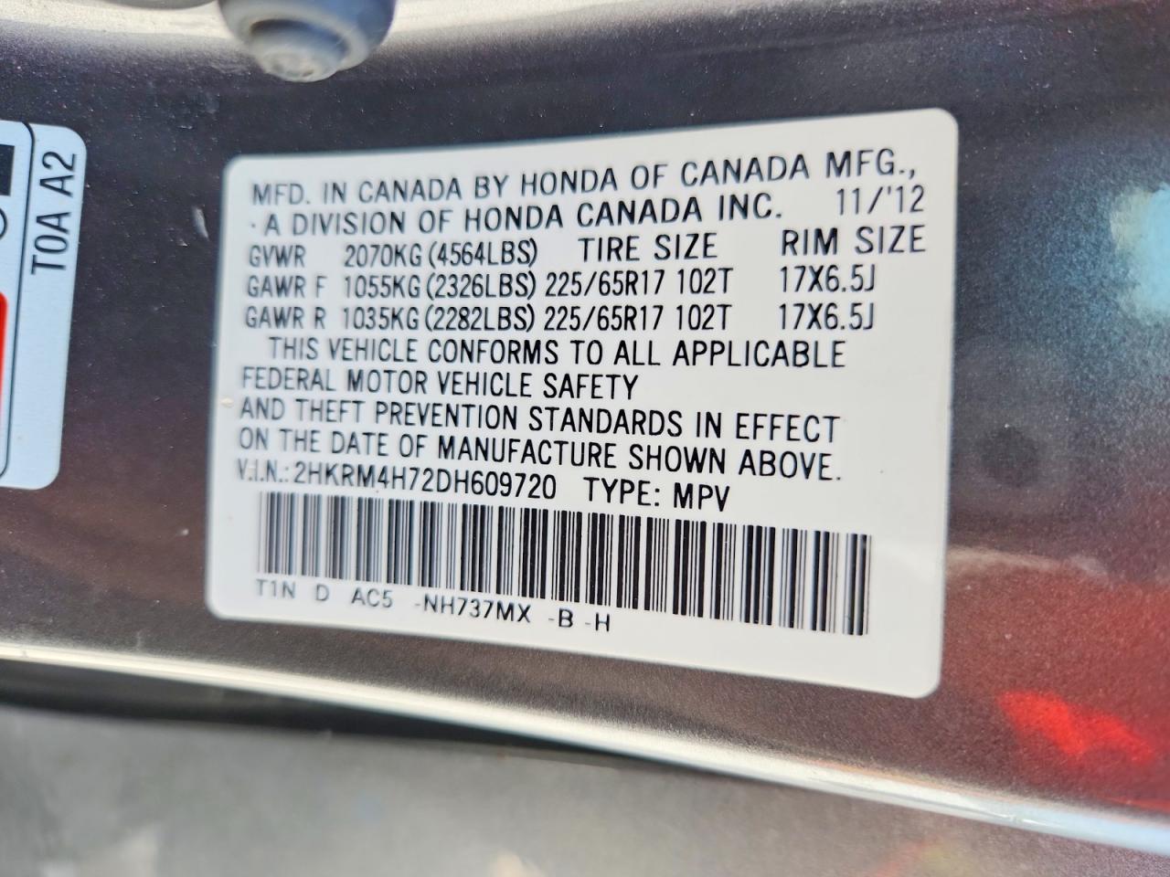 2013 Honda Cr-v Exl Gray vin: 2HKRM4H72DH609720