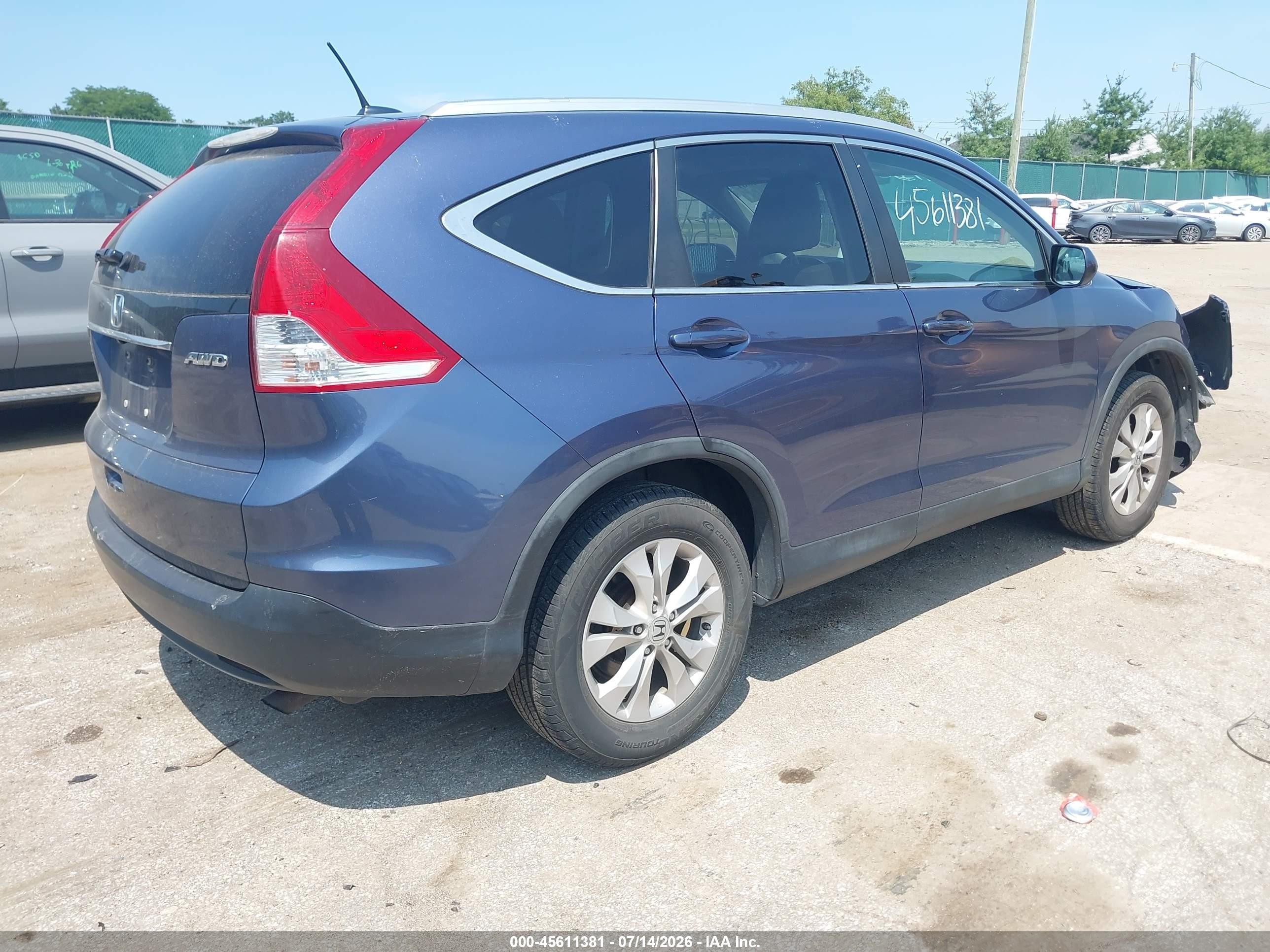 2013 Honda Cr-v Ex-l Blue vin: 2HKRM4H72DH676513