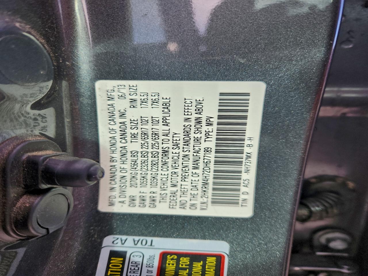 2013 Honda Cr-v Exl Gray vin: 2HKRM4H72DH677189