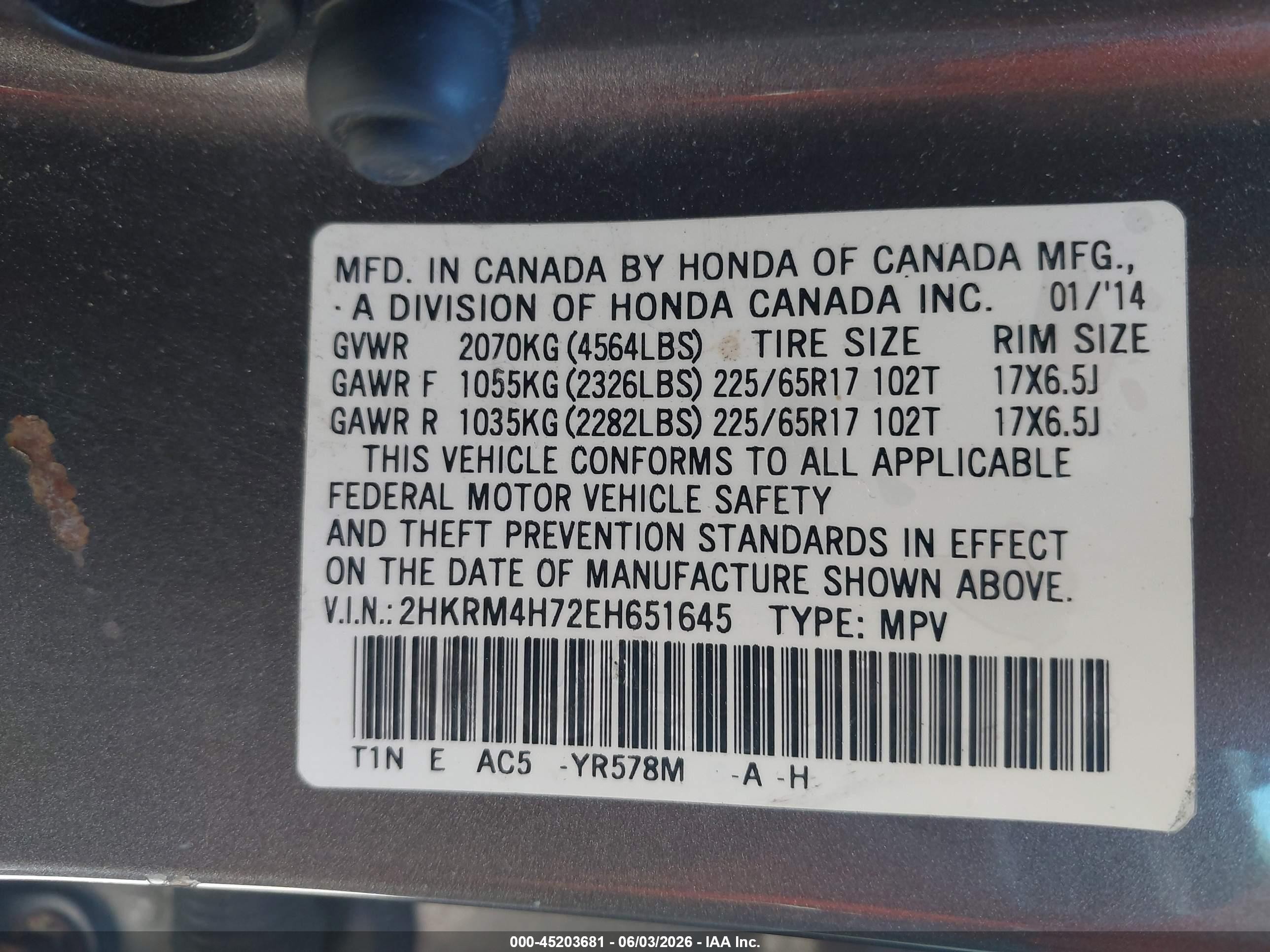 2014 Honda Cr-v Ex-l Brown vin: 2HKRM4H72EH651645