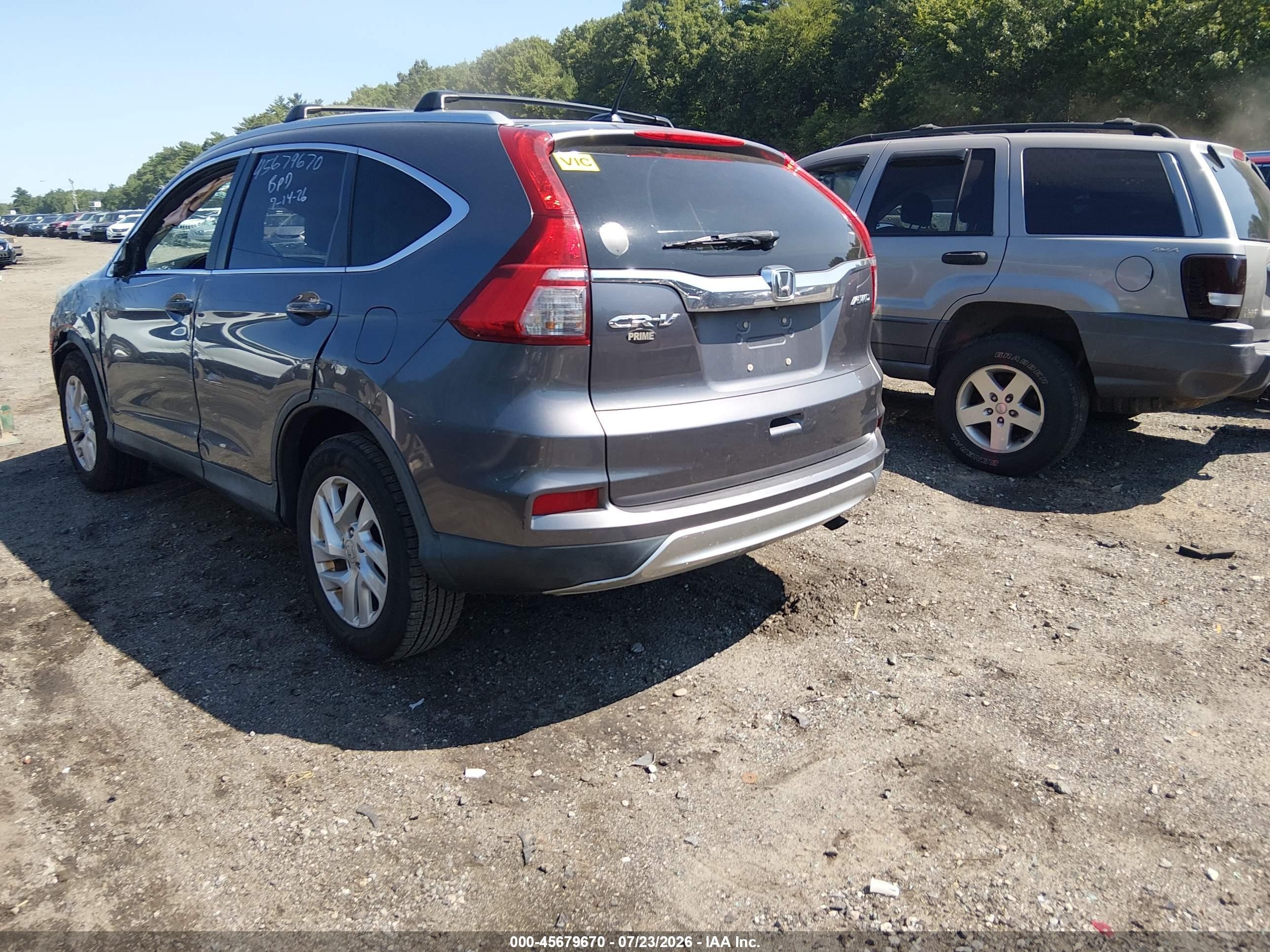 2015 Honda Cr-v Ex-l Gray vin: 2HKRM4H72FH650576