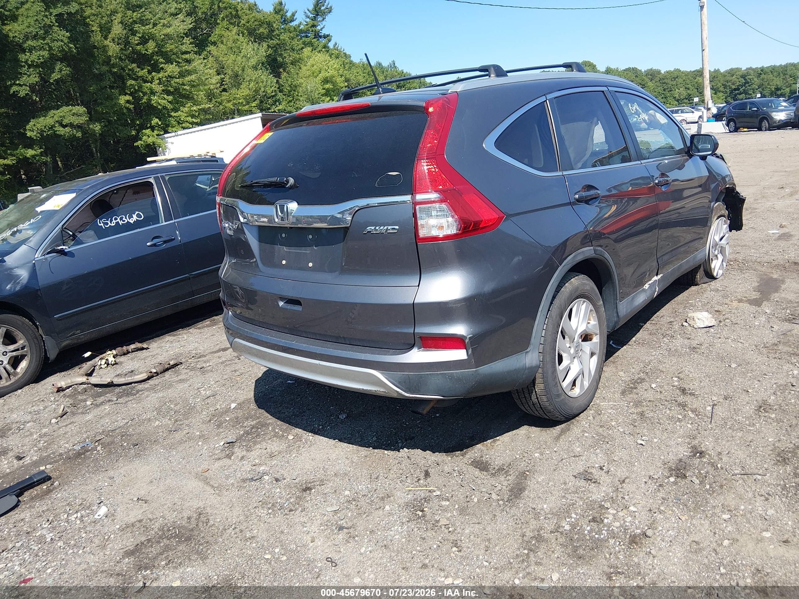 2015 Honda Cr-v Ex-l Gray vin: 2HKRM4H72FH650576