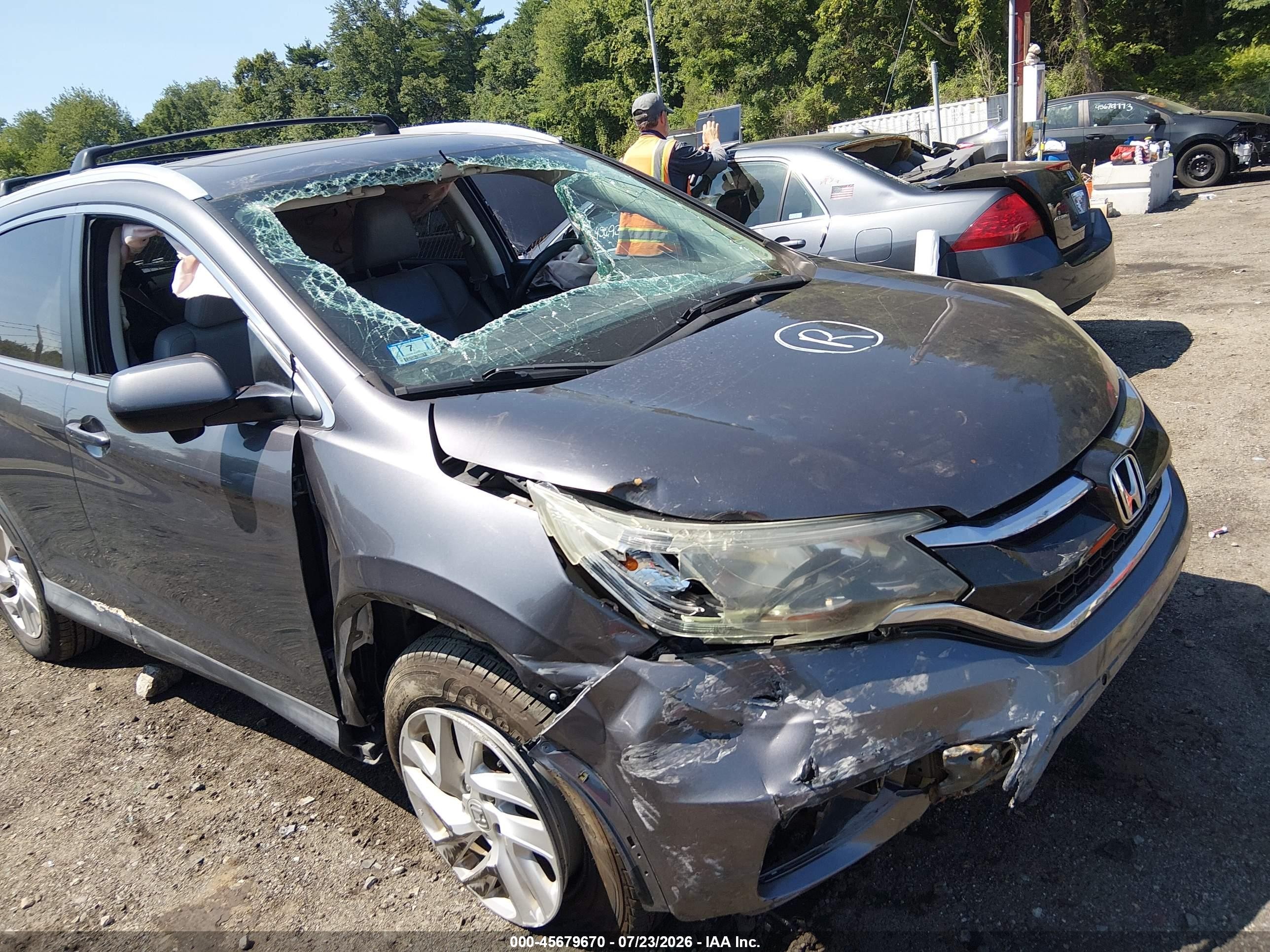 2015 Honda Cr-v Ex-l Gray vin: 2HKRM4H72FH650576