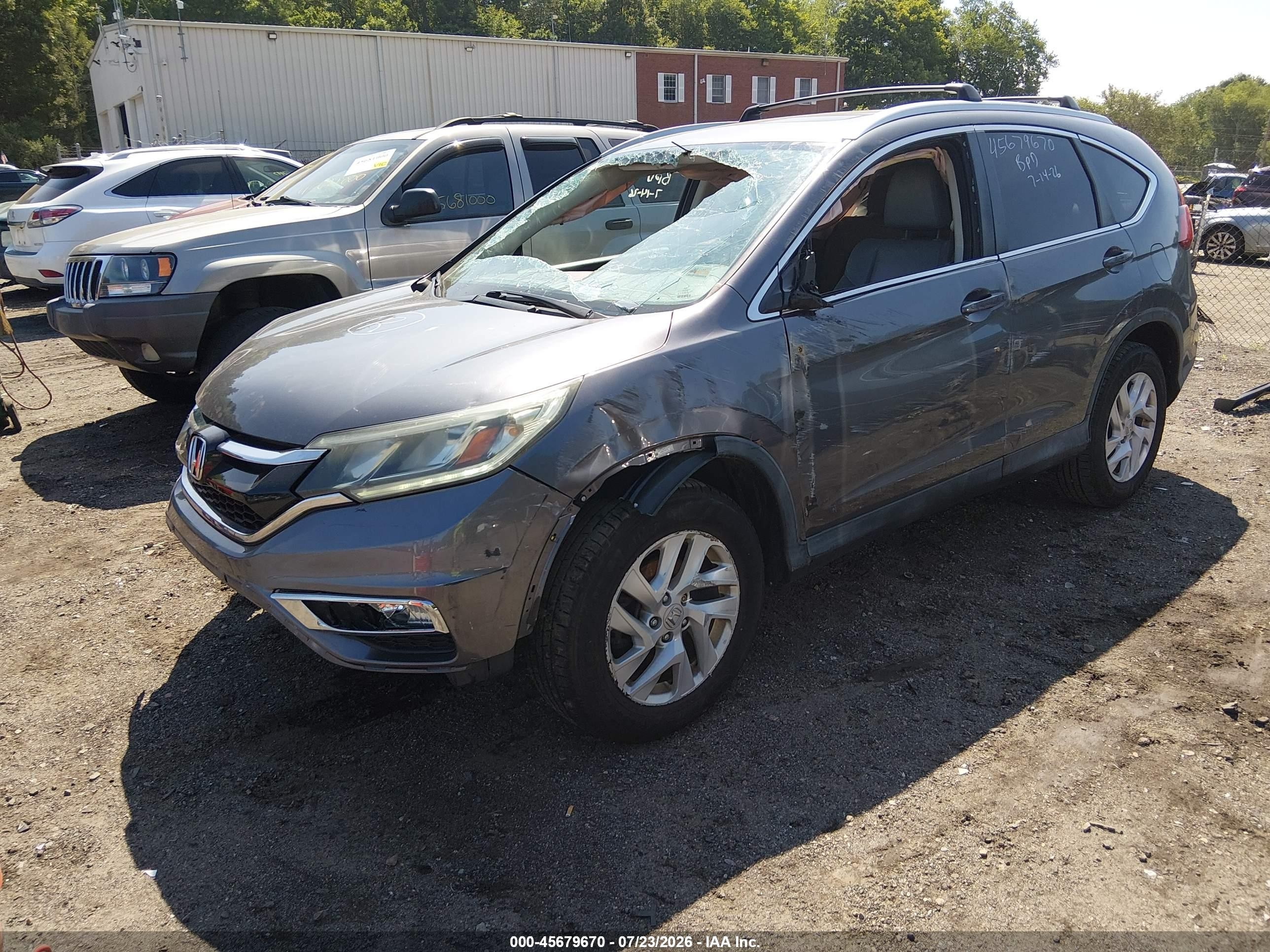 2015 Honda Cr-v Ex-l Gray vin: 2HKRM4H72FH650576