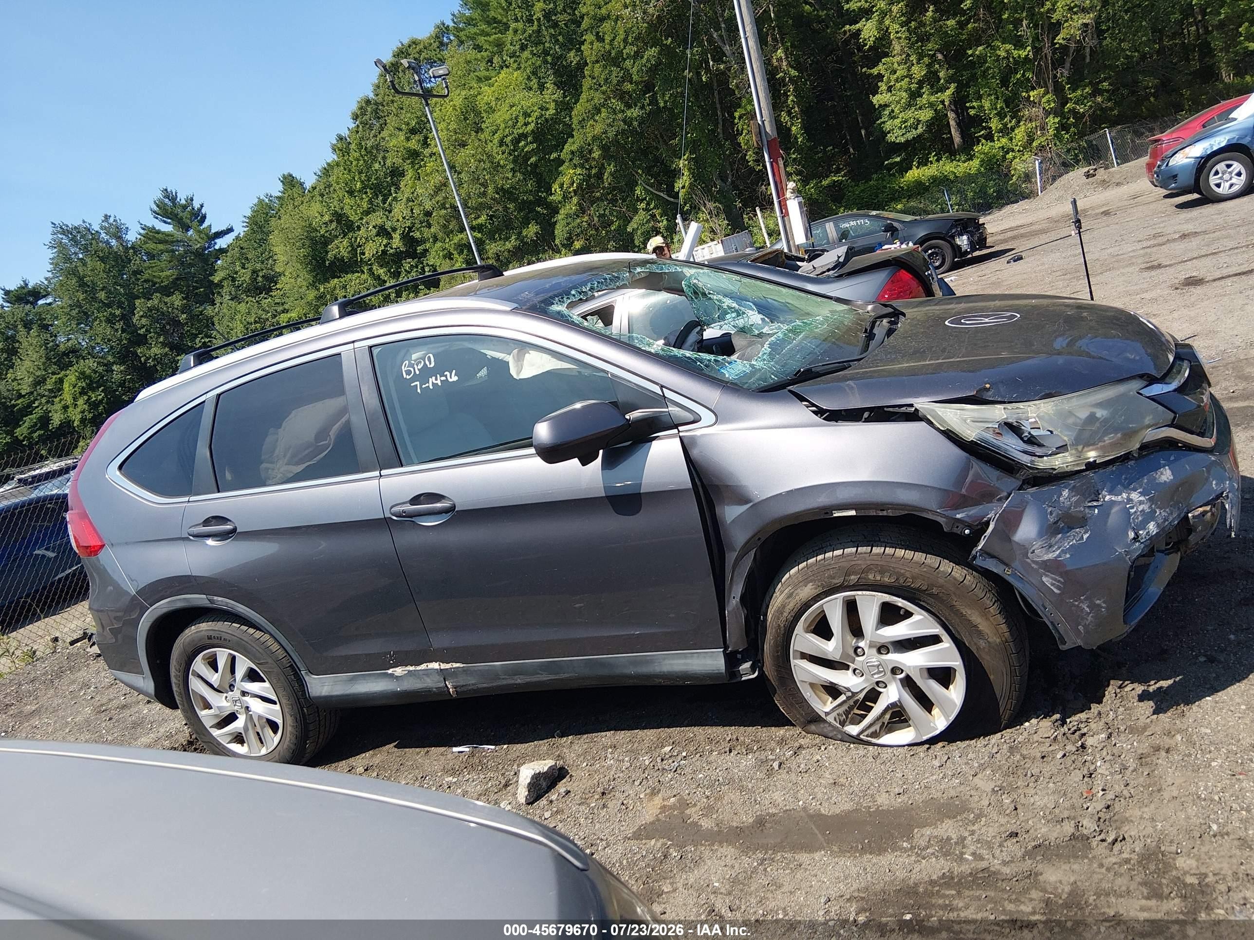 2015 Honda Cr-v Ex-l Gray vin: 2HKRM4H72FH650576