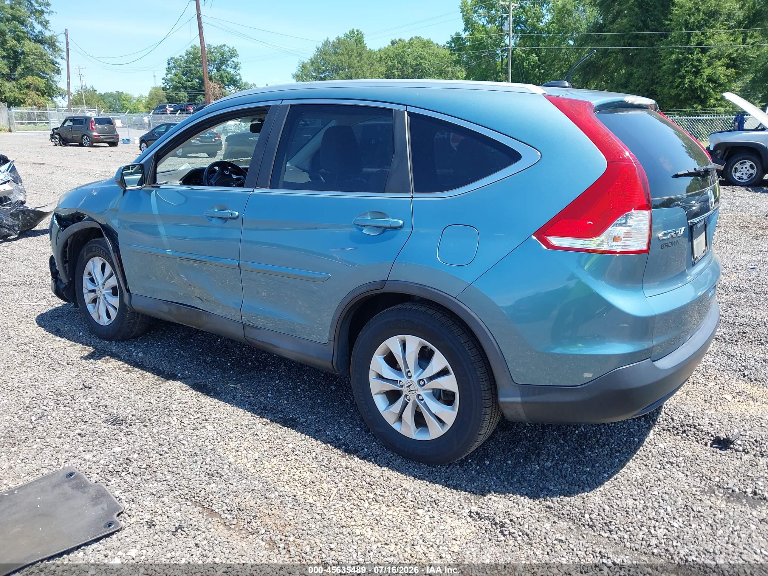 2013 Honda Cr-v Ex-l Light Blue vin: 2HKRM4H73DH689254