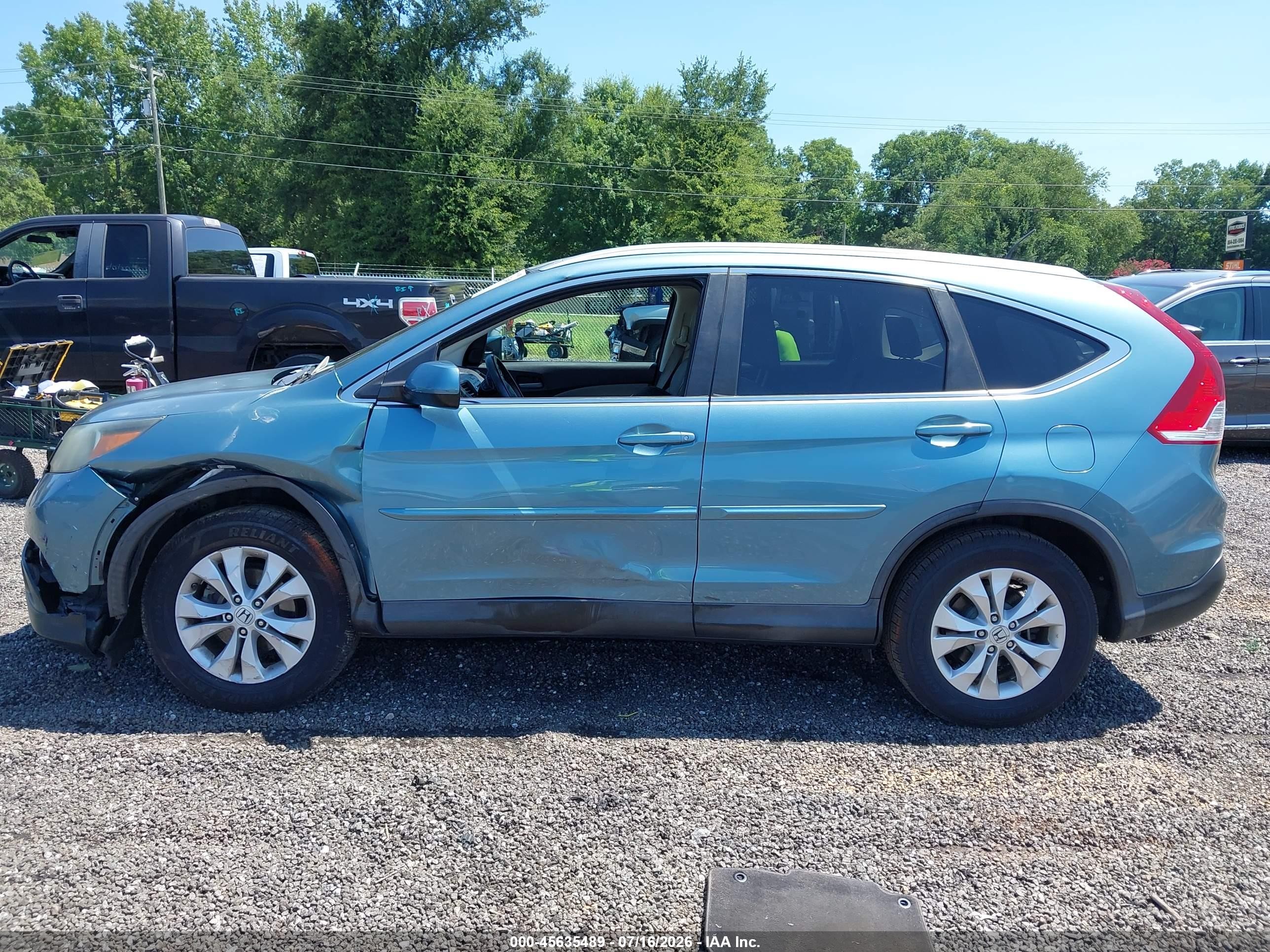 2013 Honda Cr-v Ex-l Light Blue vin: 2HKRM4H73DH689254