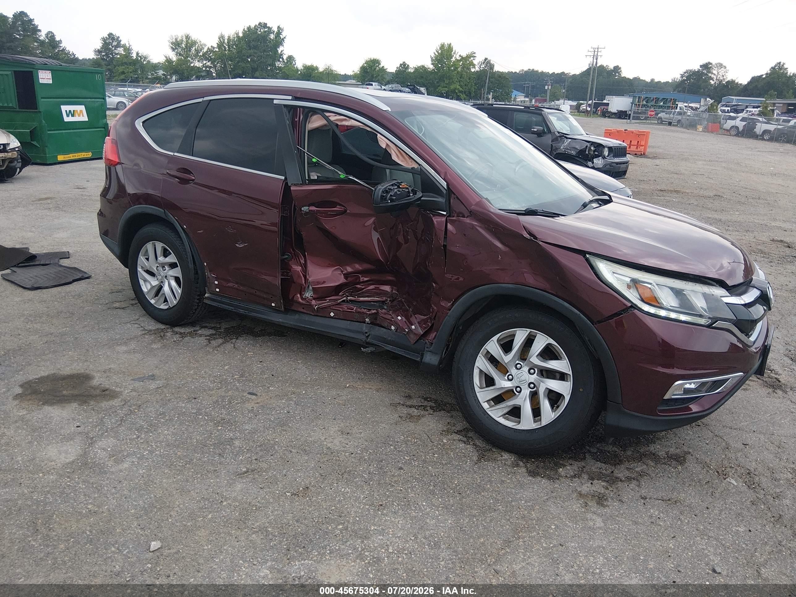 2015 Honda Cr-v Ex-l Burgundy vin: 2HKRM4H73FH608983