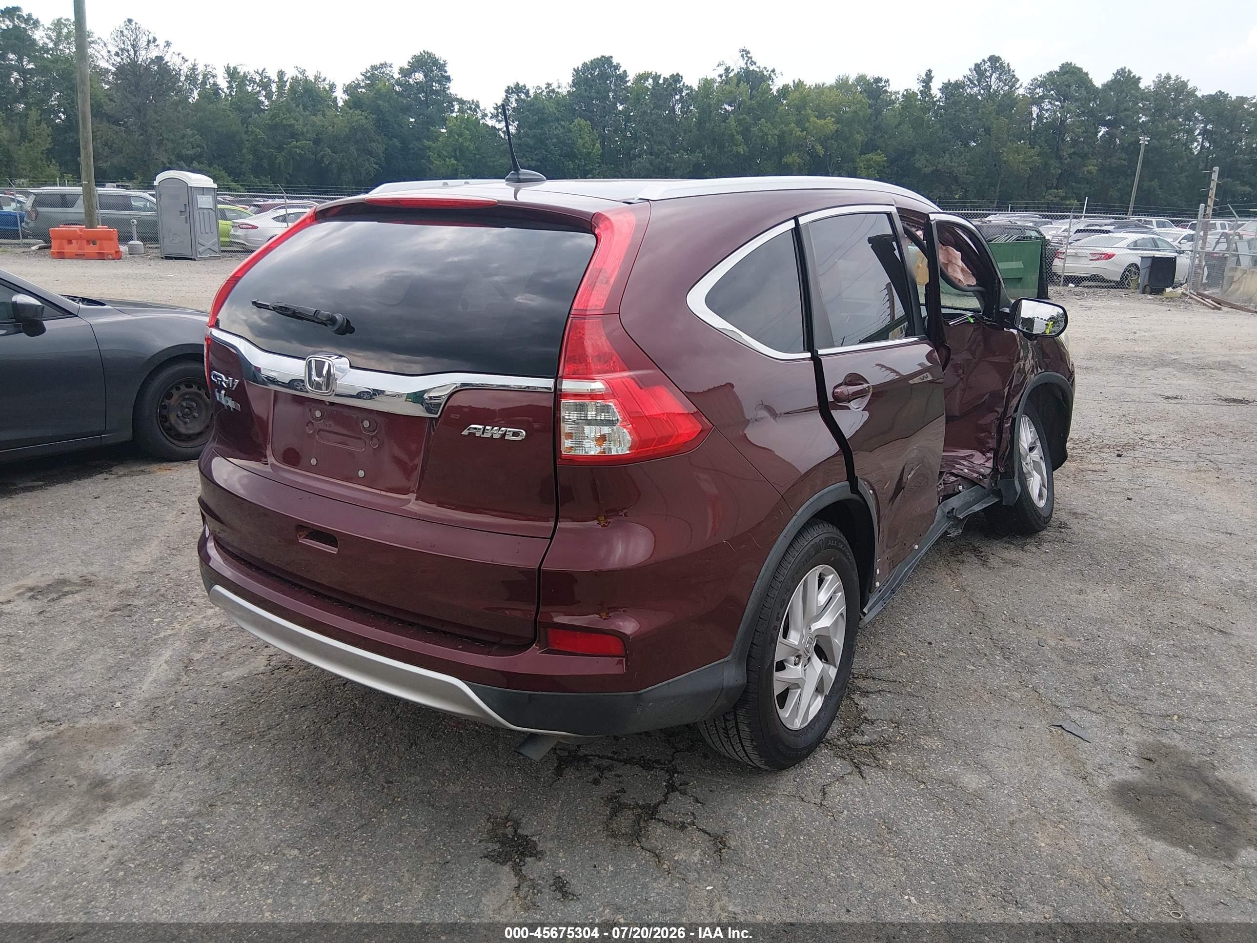 2015 Honda Cr-v Ex-l Бордовый vin: 2HKRM4H73FH608983