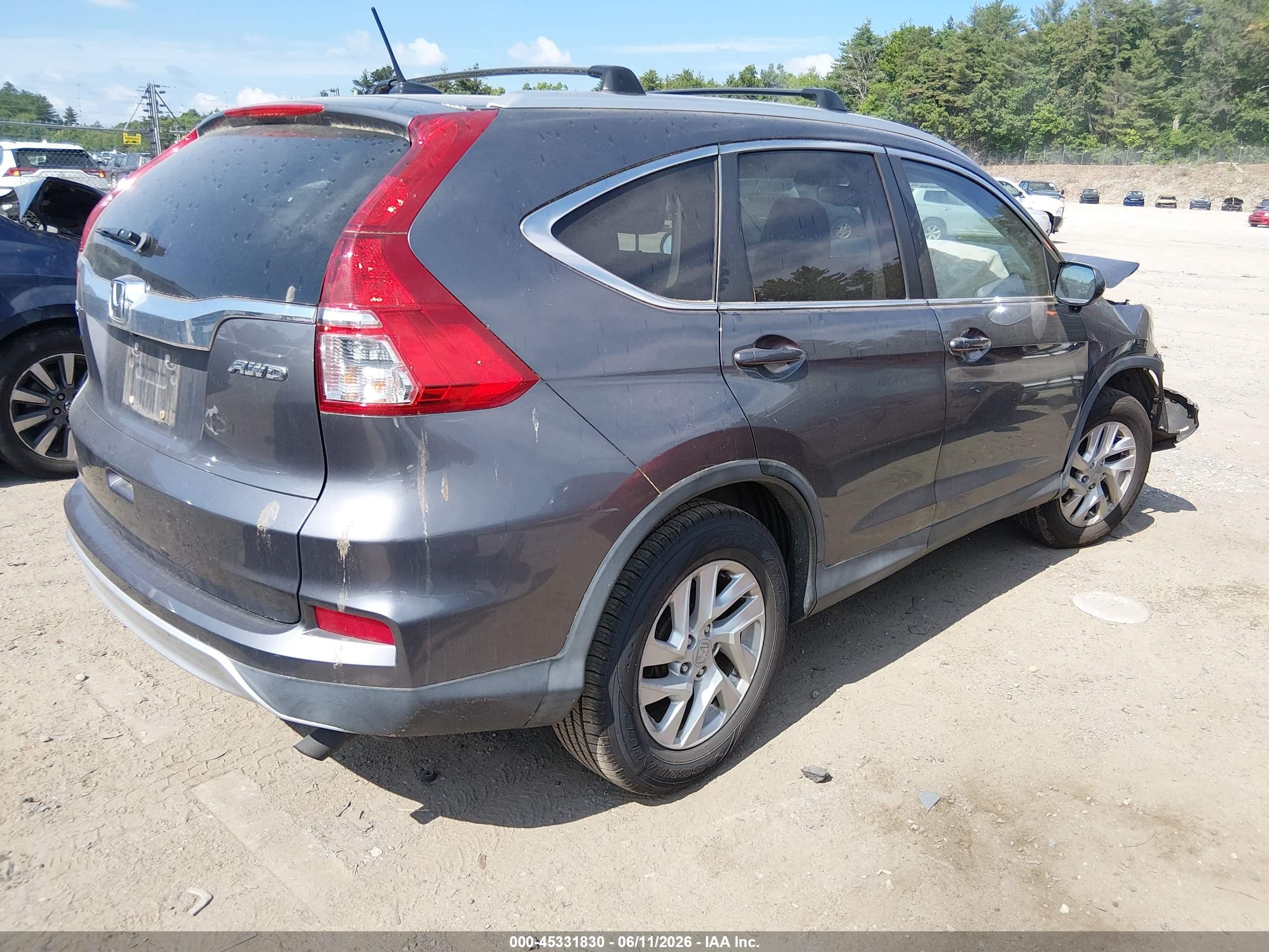 2015 Honda Cr-v Ex-l Gray vin: 2HKRM4H73FH613231