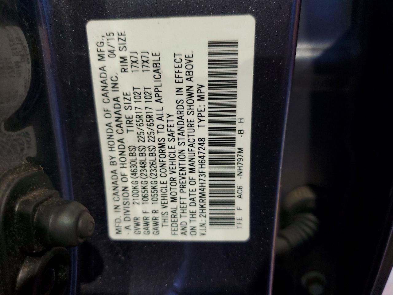 2015 Honda Cr-v Exl Gray vin: 2HKRM4H73FH647248