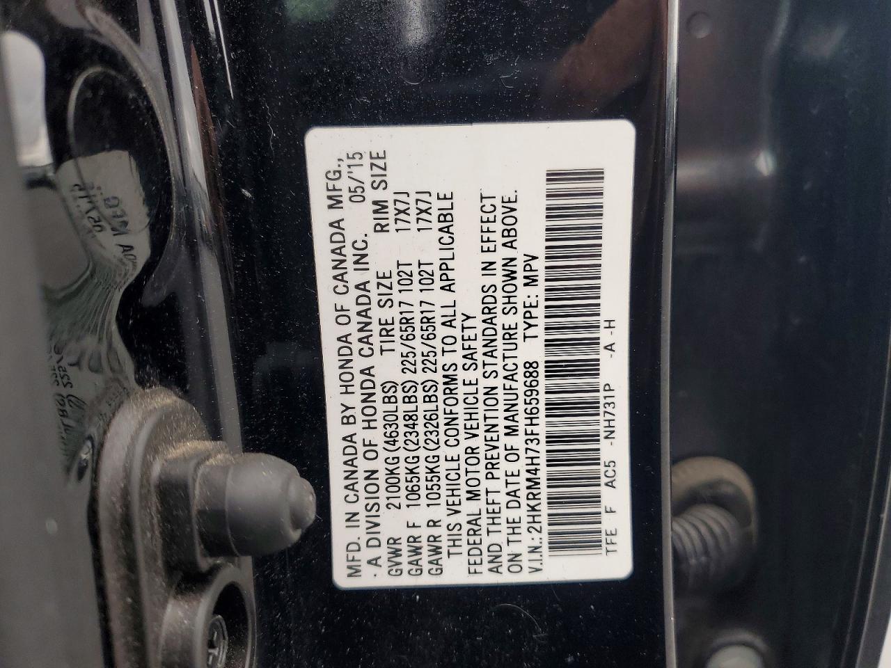 2015 Honda Cr-v Exl Black vin: 2HKRM4H73FH659688
