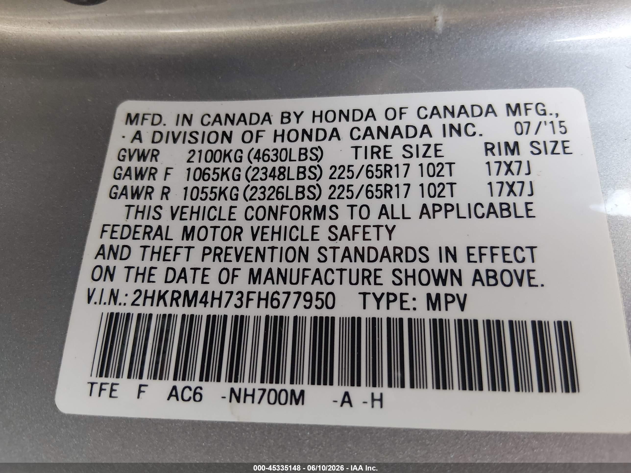 2015 Honda Cr-v Ex-l Серебряный vin: 2HKRM4H73FH677950