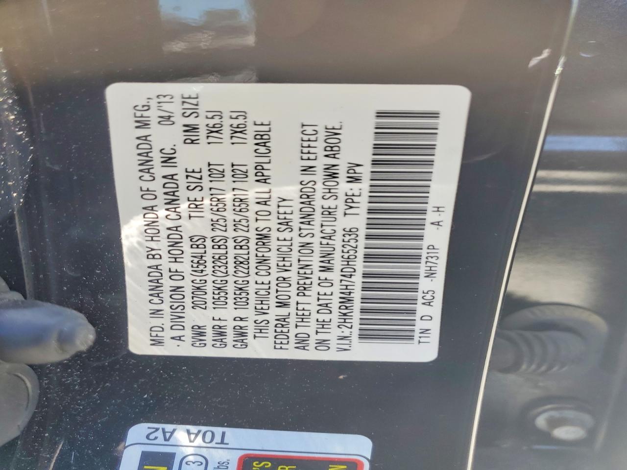2013 Honda Cr-v Exl Black vin: 2HKRM4H74DH652536