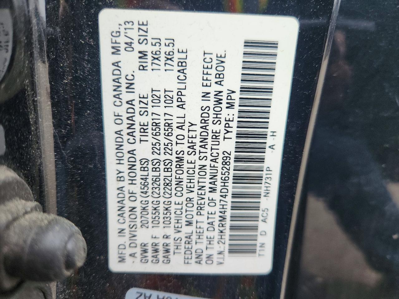 2013 Honda Cr-v Exl Black vin: 2HKRM4H74DH652892