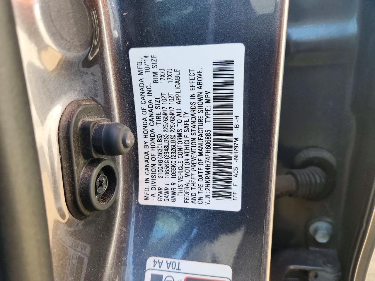 2015 Honda Cr-v Exl Gray vin: 2HKRM4H74FH606885
