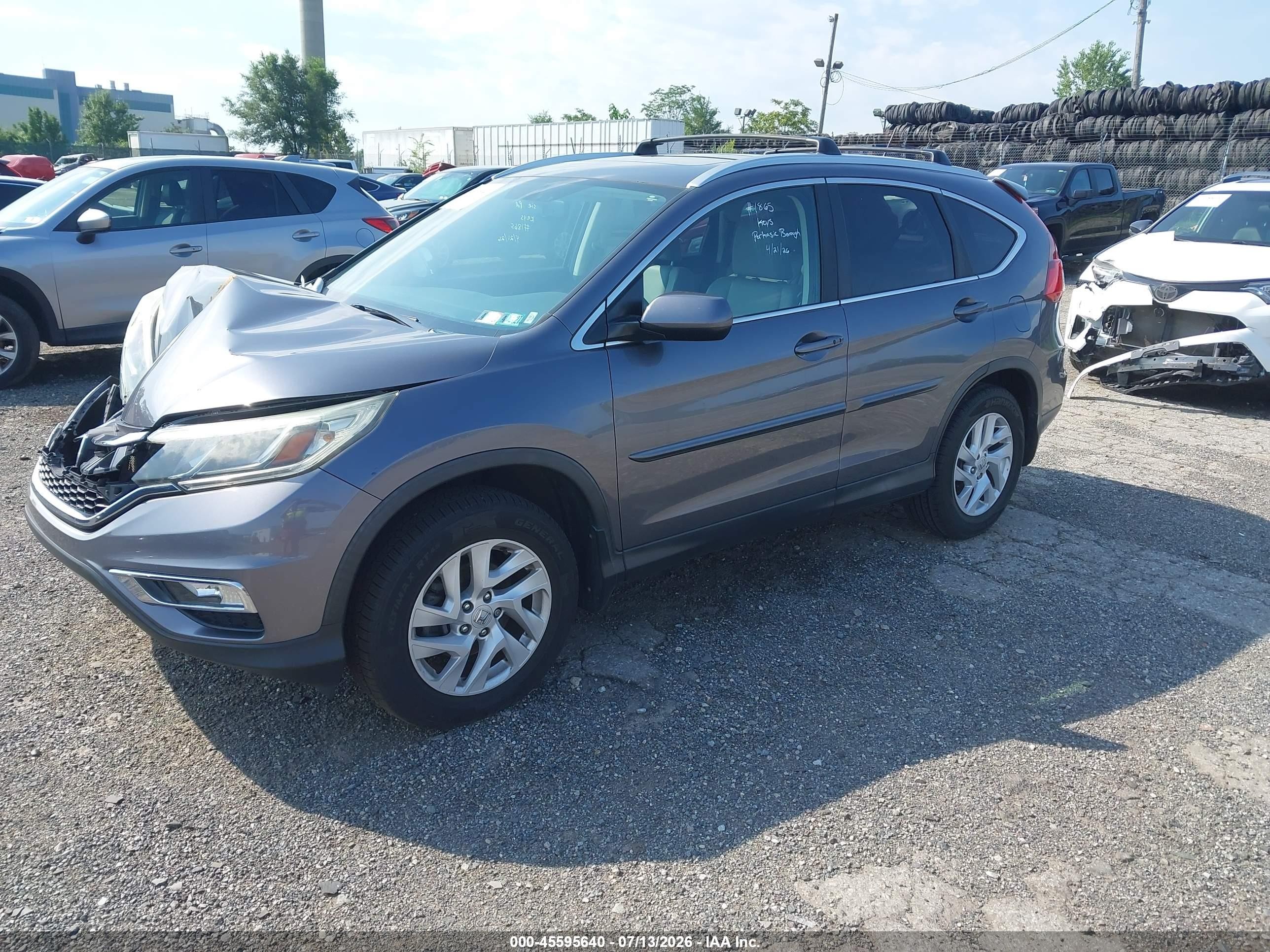 2015 Honda Cr-v Ex-l Gray vin: 2HKRM4H74FH644326