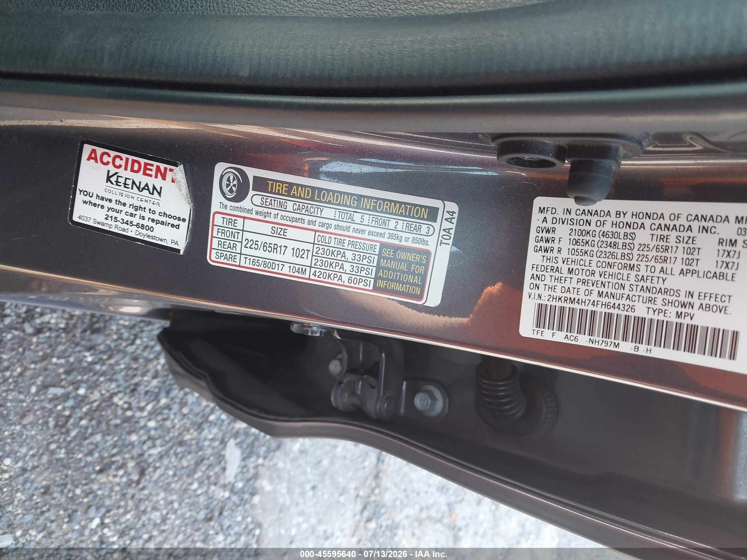 2015 Honda Cr-v Ex-l Gray vin: 2HKRM4H74FH644326
