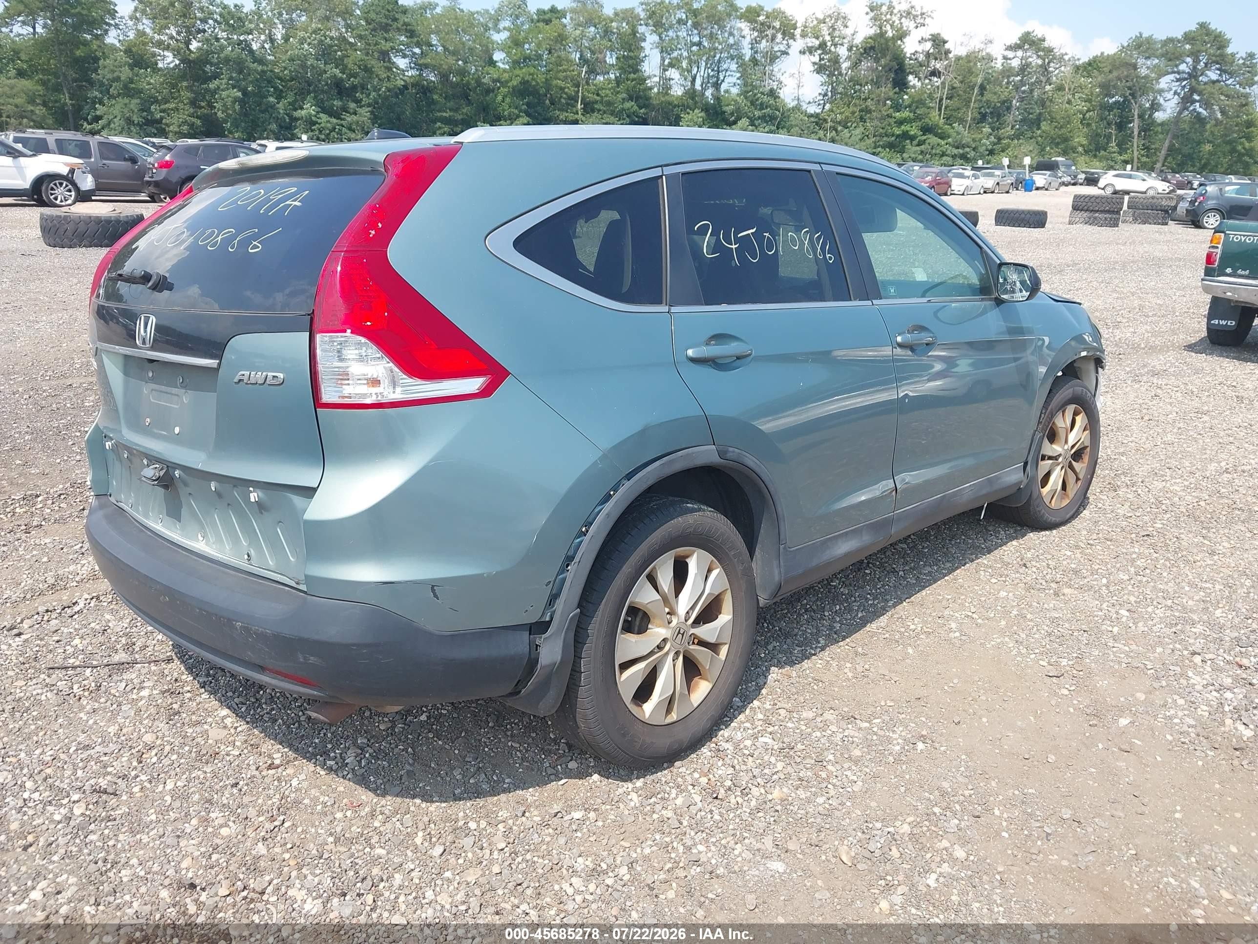 2012 Honda Cr-v Ex-l Teal vin: 2HKRM4H75CH617177