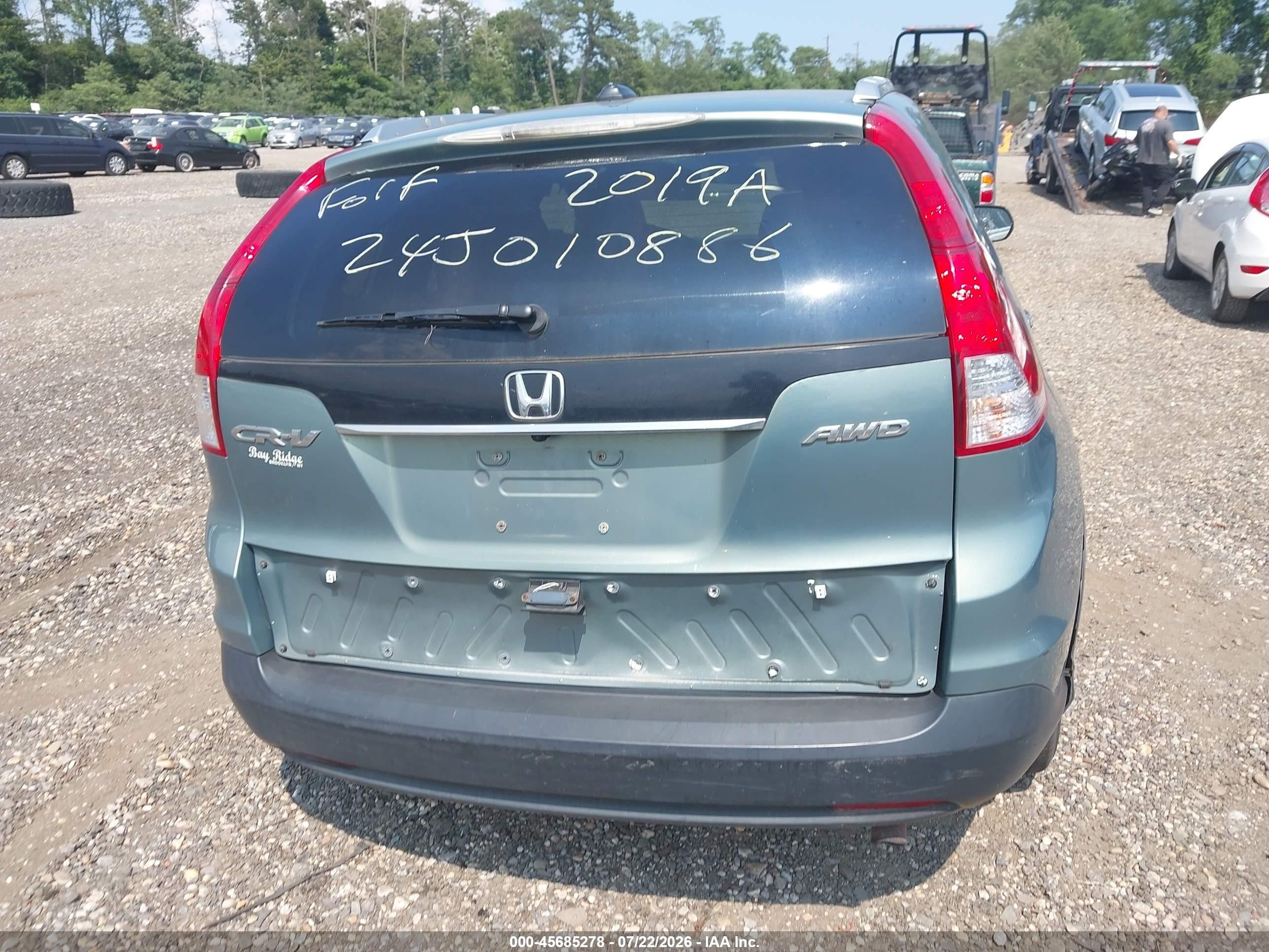 2012 Honda Cr-v Ex-l Teal vin: 2HKRM4H75CH617177