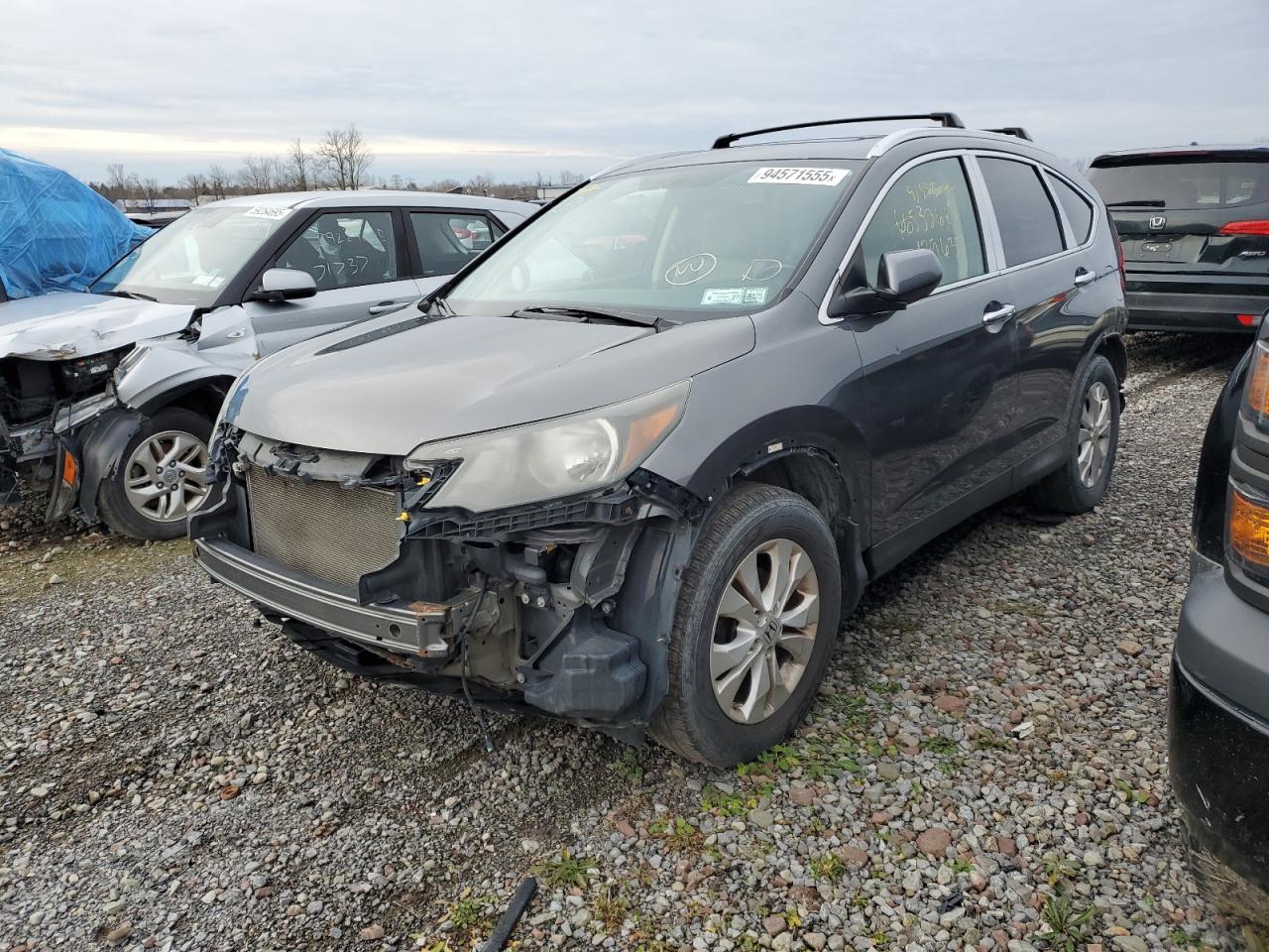 2013 Honda Cr-v Exl Gray vin: 2HKRM4H75DH601479 Damage: Lf Fender Cladding, Missing, Replacement Required