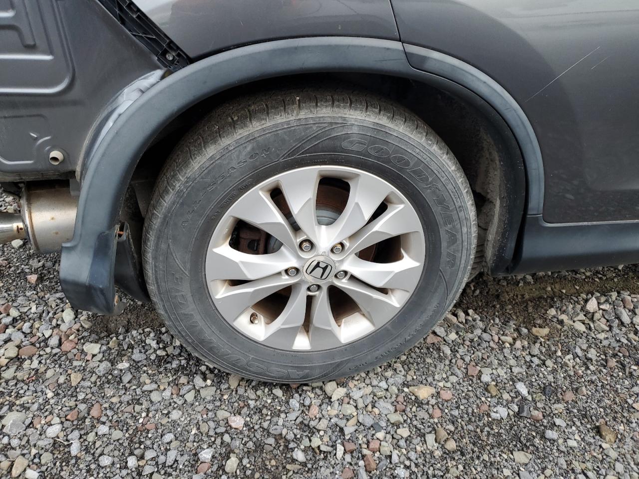 2013 Honda Cr-v Exl Gray vin: 2HKRM4H75DH601479 Damage: Right Rear Wheel, Corrosion, 4 To 5 Inches