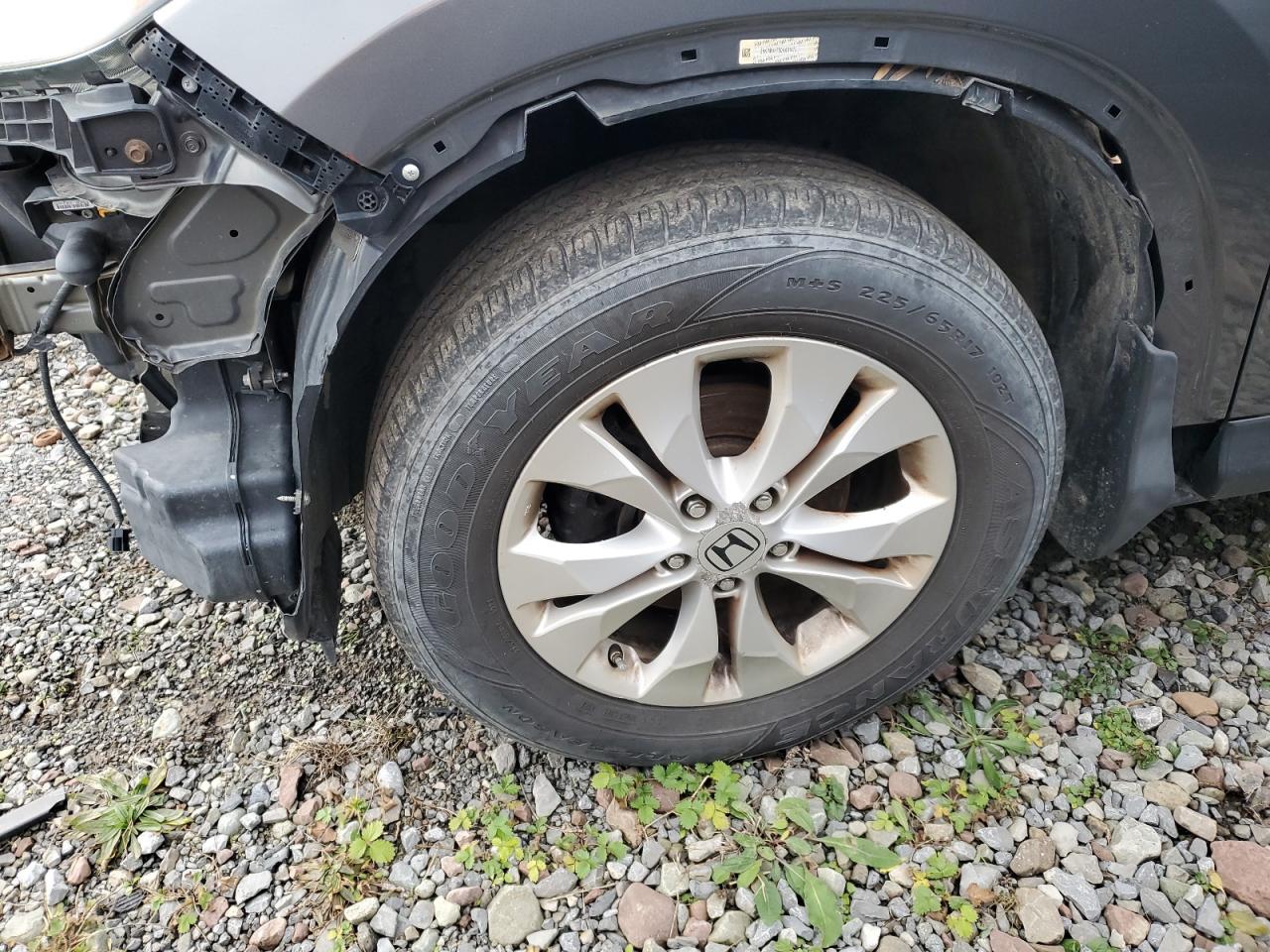 2013 Honda Cr-v Exl Gray vin: 2HKRM4H75DH601479 Damage: Left Front Wheel, Corrosion, 4 To 5 Inches
