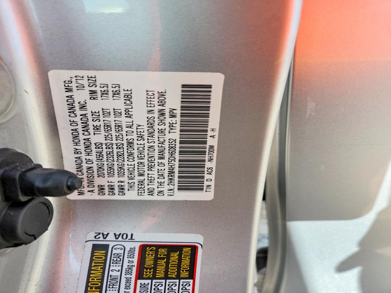 2013 Honda Cr-v Exl Silver vin: 2HKRM4H75DH608352