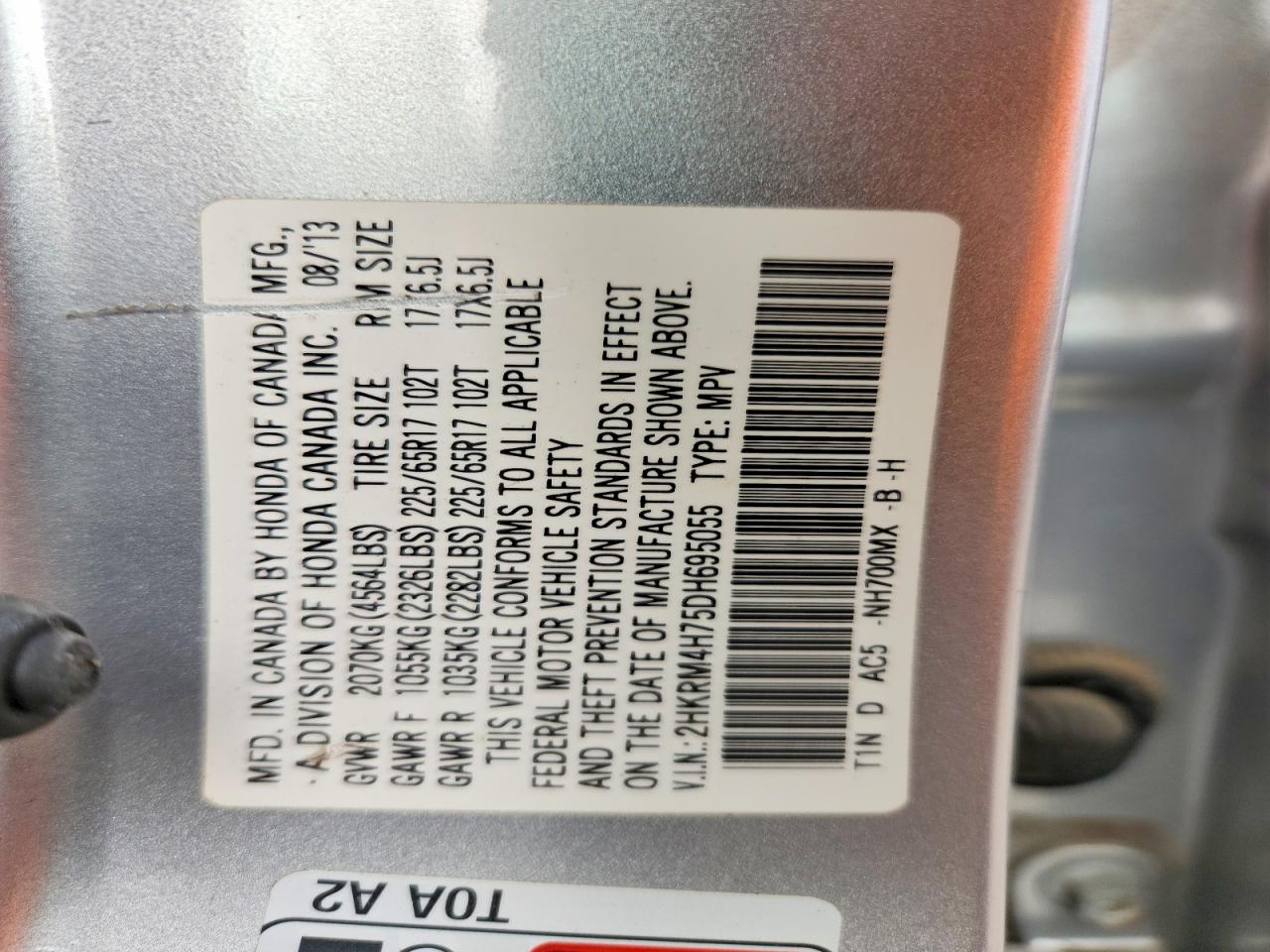 2013 Honda Cr-v Exl Silver vin: 2HKRM4H75DH695055