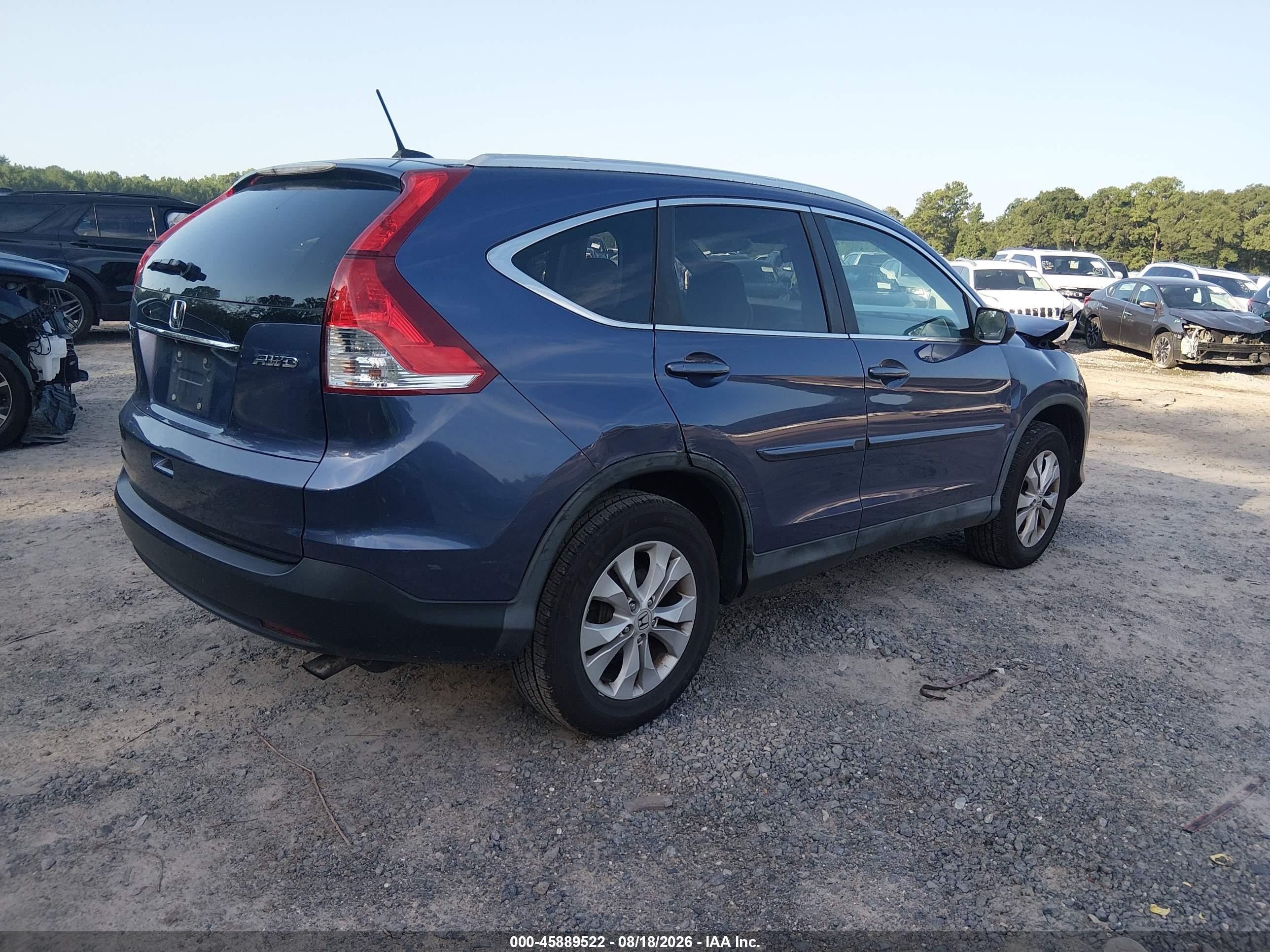 2014 Honda Cr-v Ex-l Blue vin: 2HKRM4H75EH612516