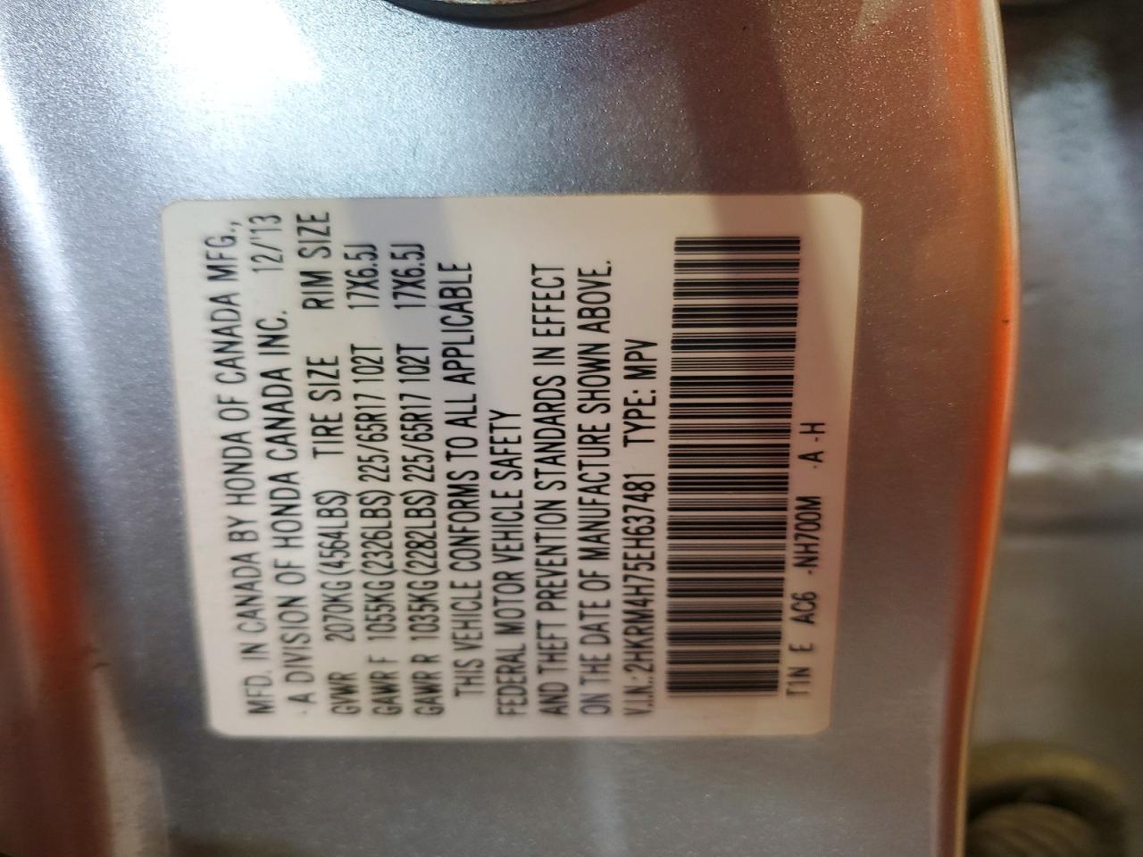 2014 Honda Cr-v Exl Серебряный vin: 2HKRM4H75EH637481