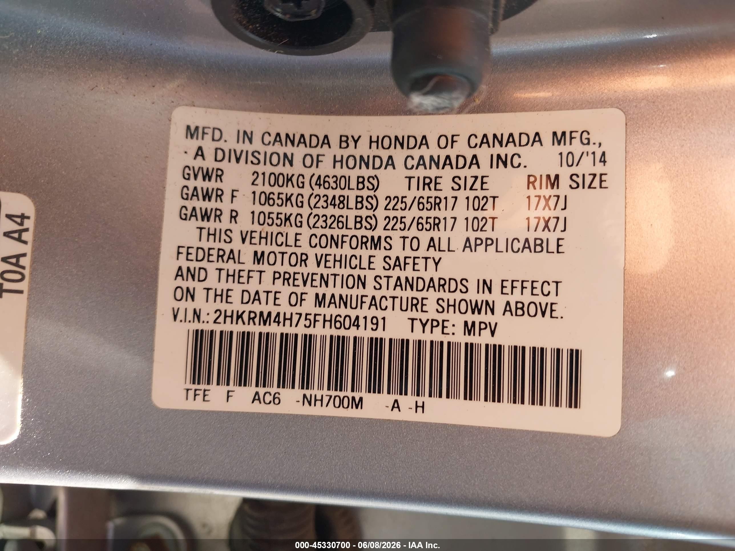 2015 Honda Cr-v Ex-l Silver vin: 2HKRM4H75FH604191