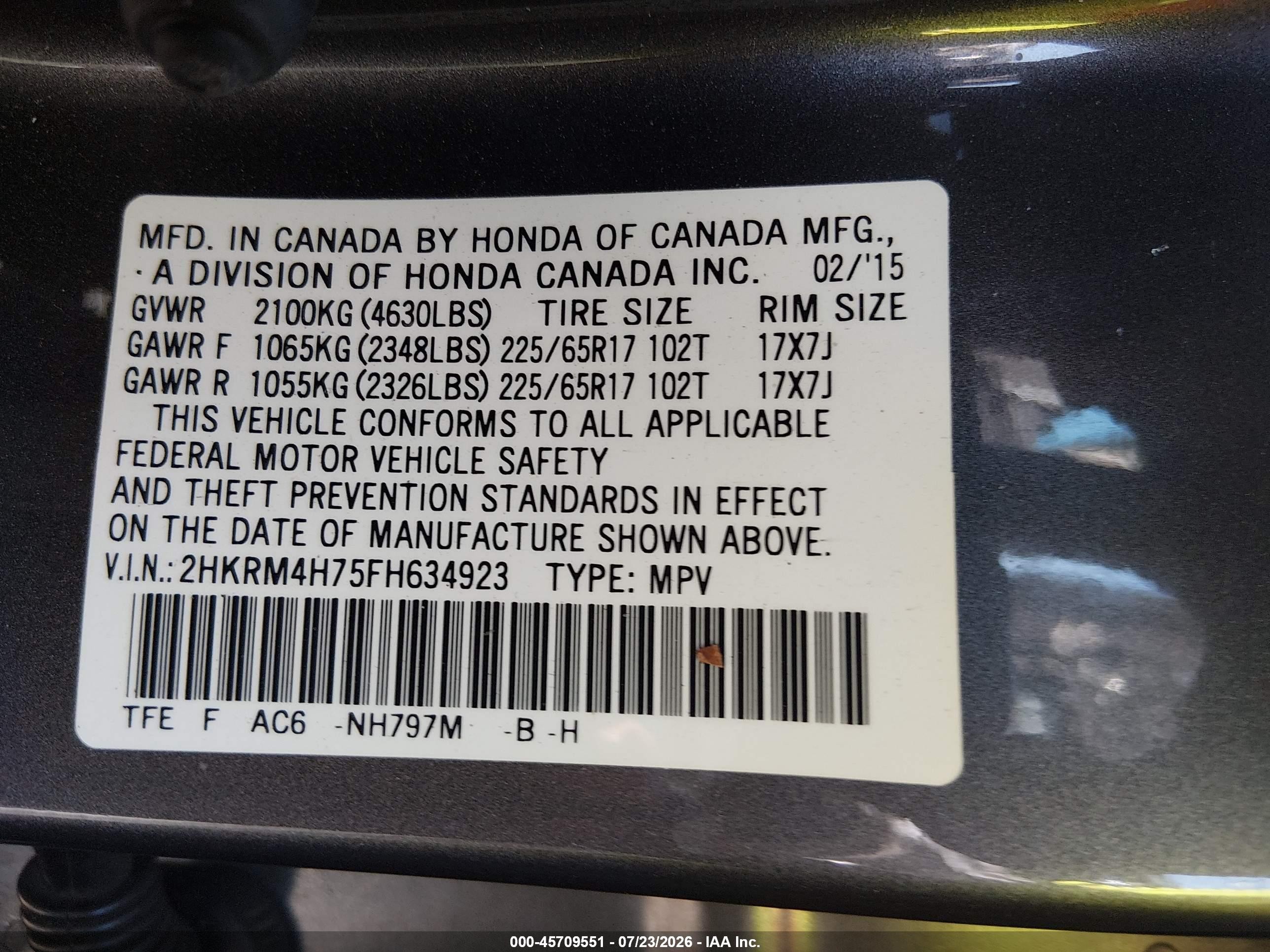 2015 Honda Cr-v Ex-l Gray vin: 2HKRM4H75FH634923
