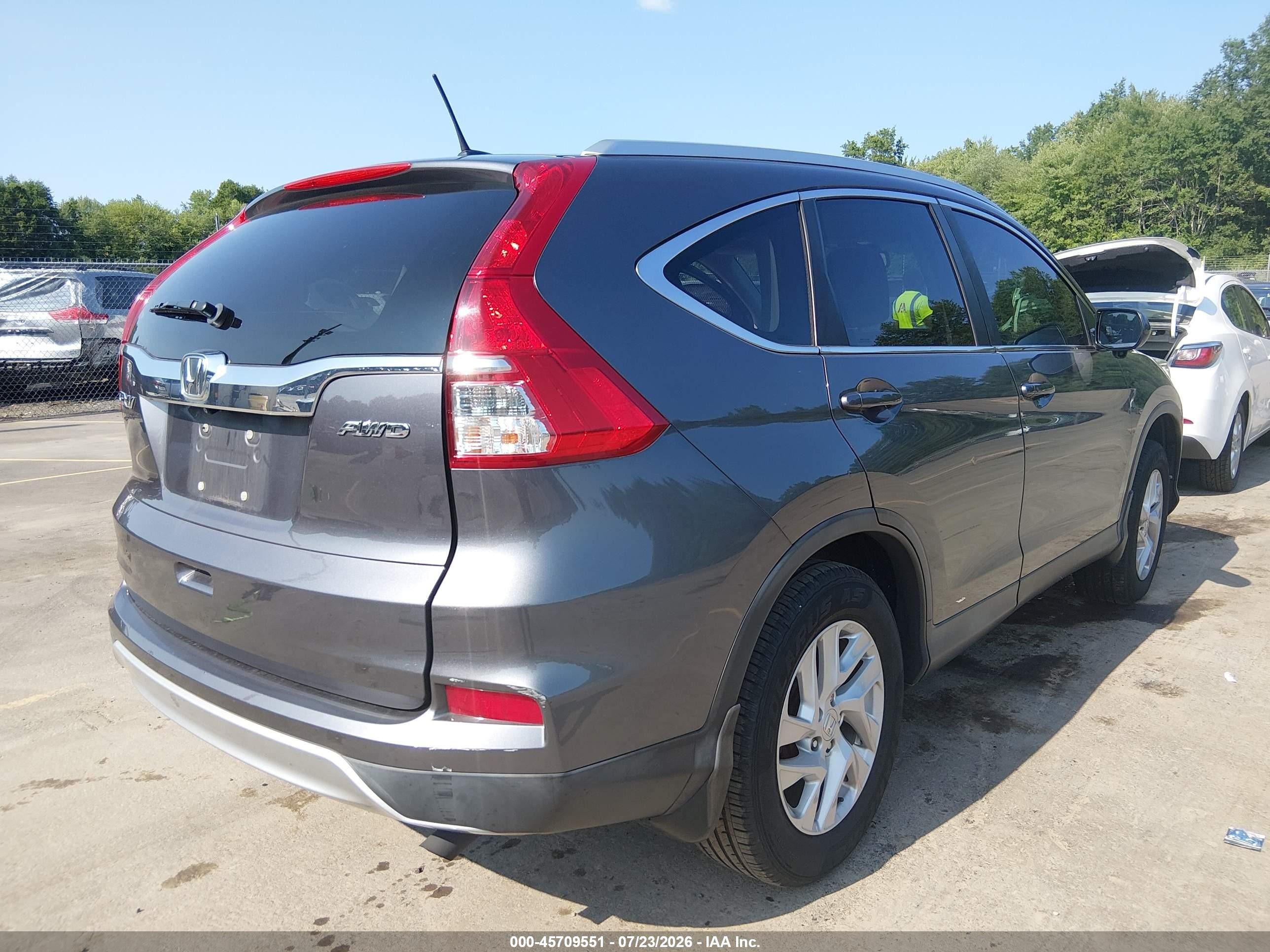 2015 Honda Cr-v Ex-l Gray vin: 2HKRM4H75FH634923