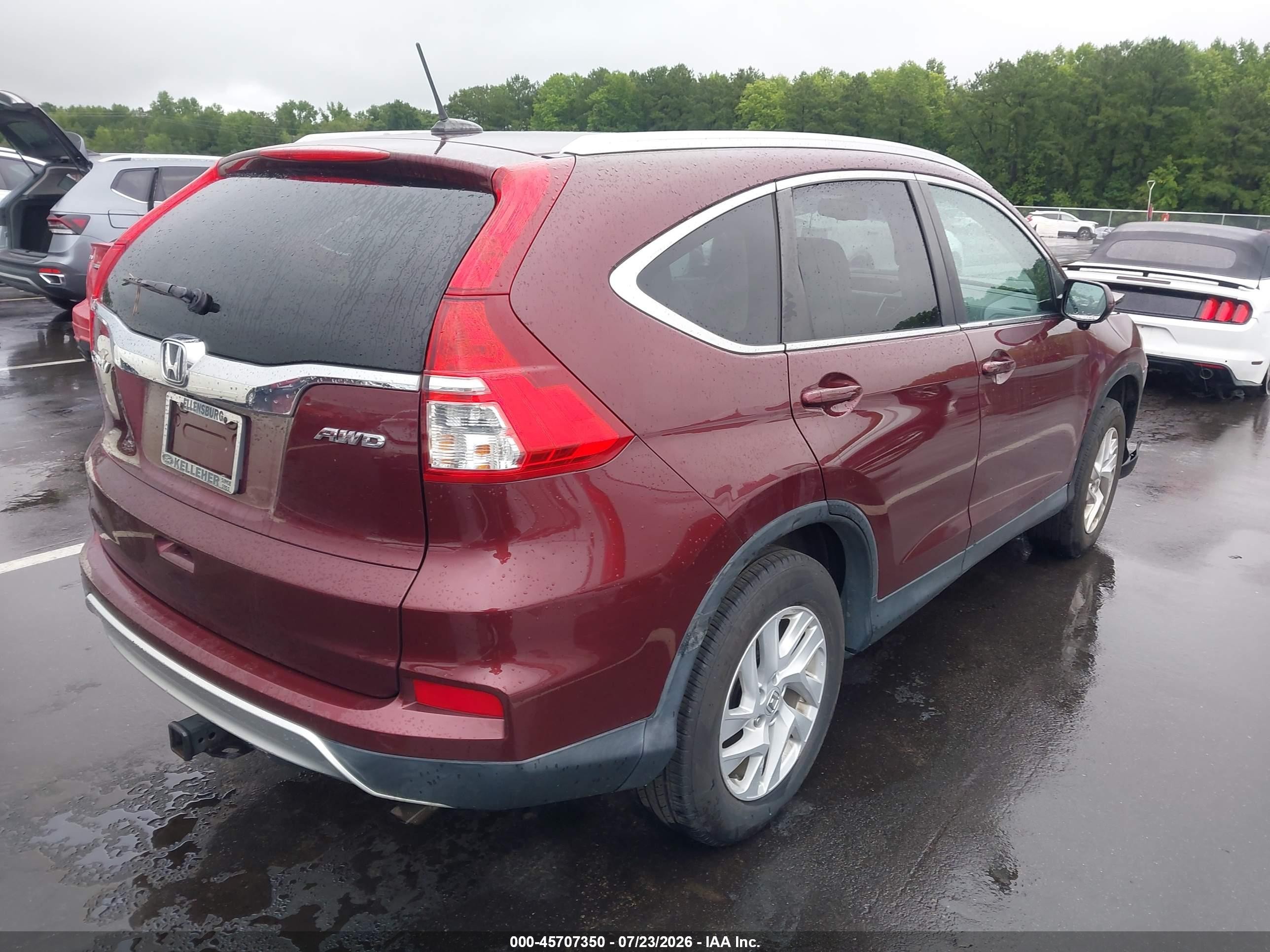 2015 Honda Cr-v Ex-l Burgundy vin: 2HKRM4H75FH681465