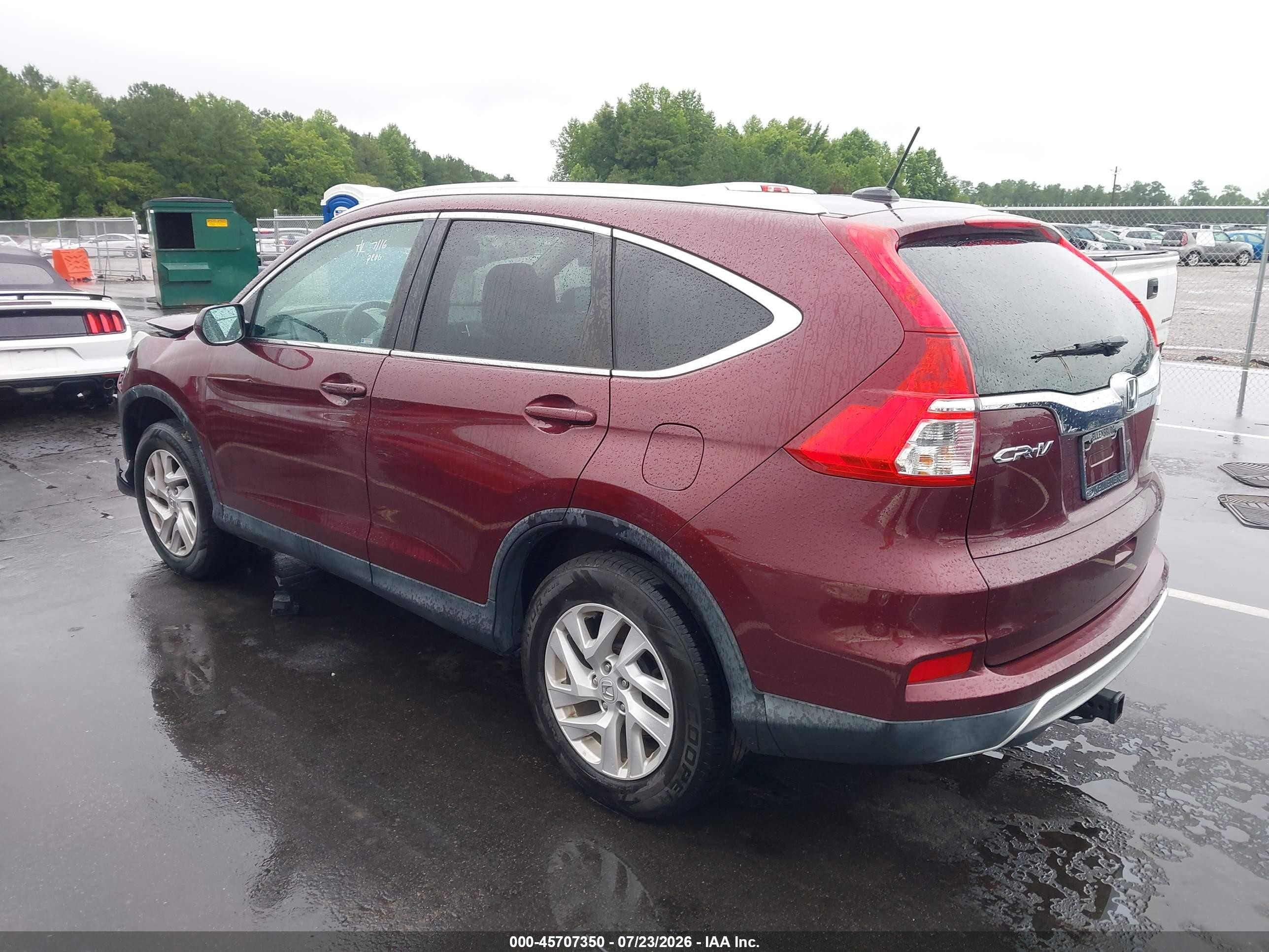 2015 Honda Cr-v Ex-l Burgundy vin: 2HKRM4H75FH681465