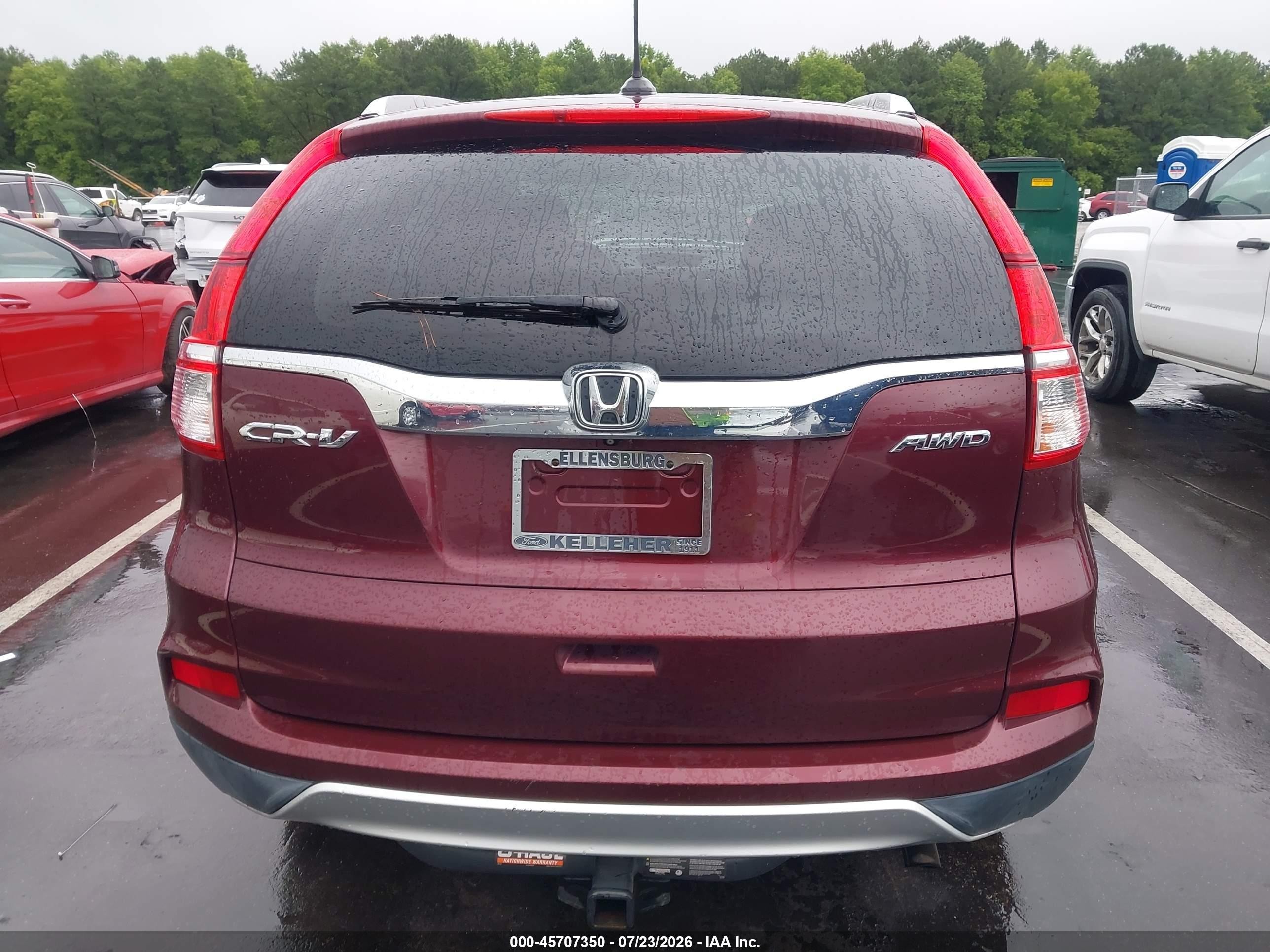 2015 Honda Cr-v Ex-l Burgundy vin: 2HKRM4H75FH681465