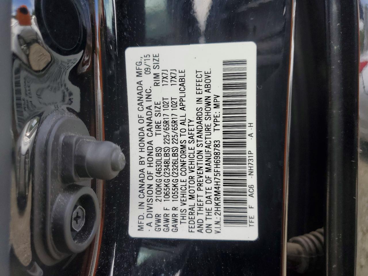 2015 Honda Cr-v Exl Black vin: 2HKRM4H75FH698783