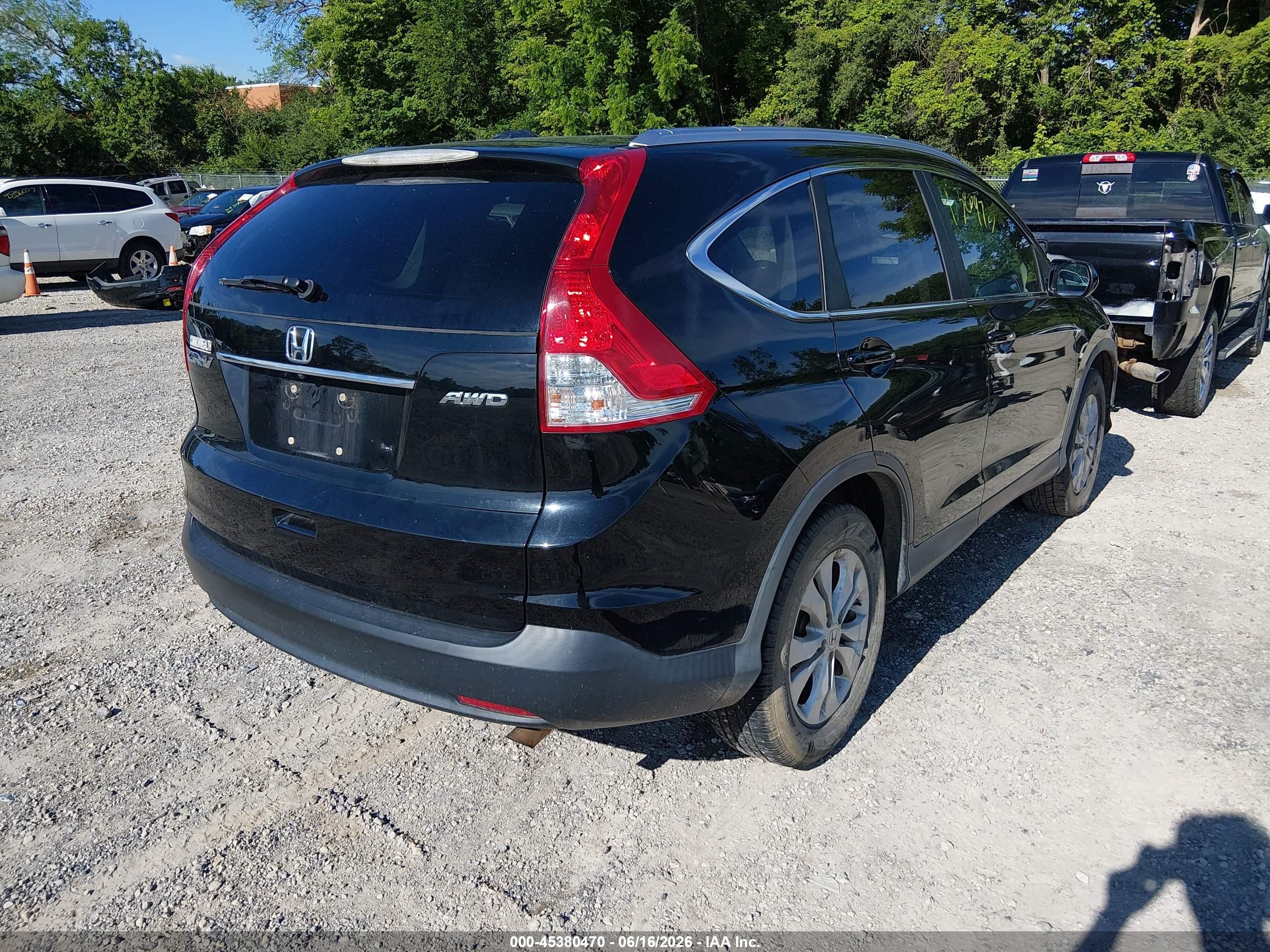 2012 Honda Cr-v Ex-l Black vin: 2HKRM4H76CH600596