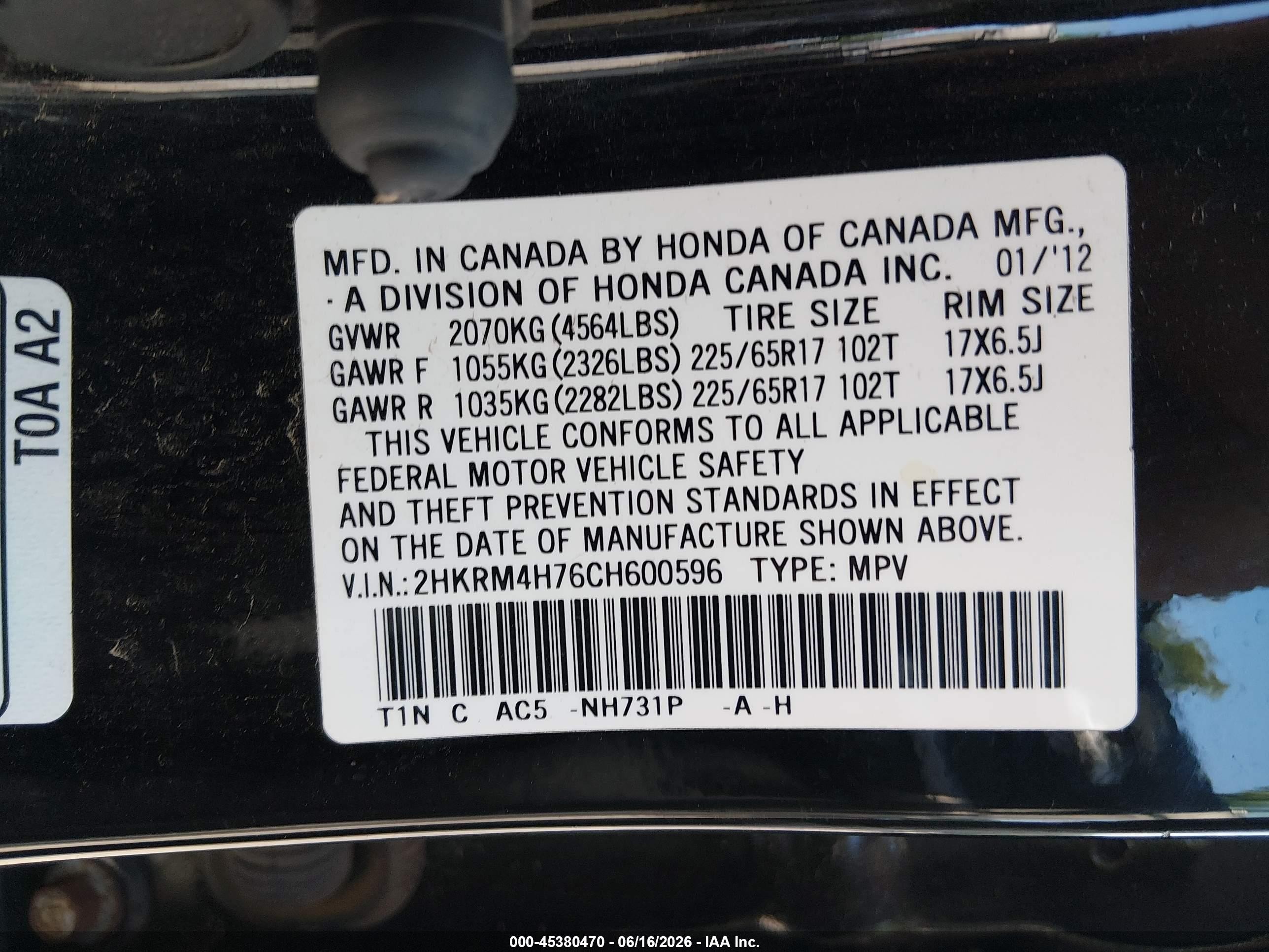 2012 Honda Cr-v Ex-l Black vin: 2HKRM4H76CH600596