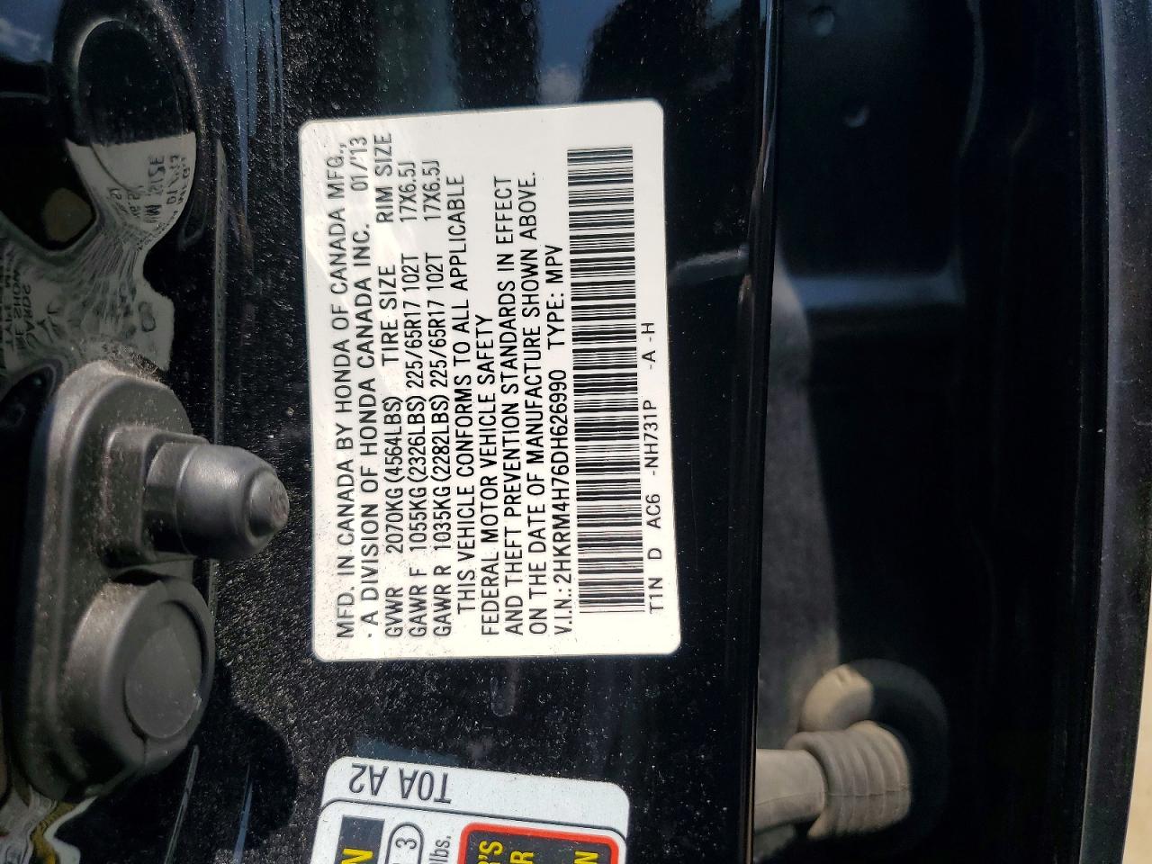 2013 Honda Cr-v Exl Черный vin: 2HKRM4H76DH626990