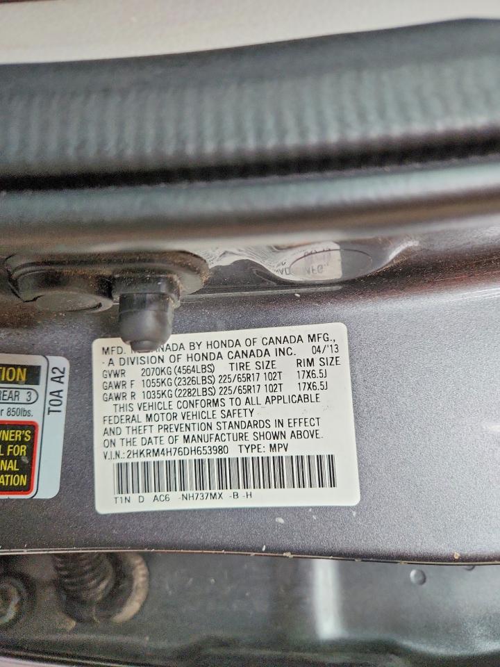 2013 Honda Cr-v Exl Gray vin: 2HKRM4H76DH653980