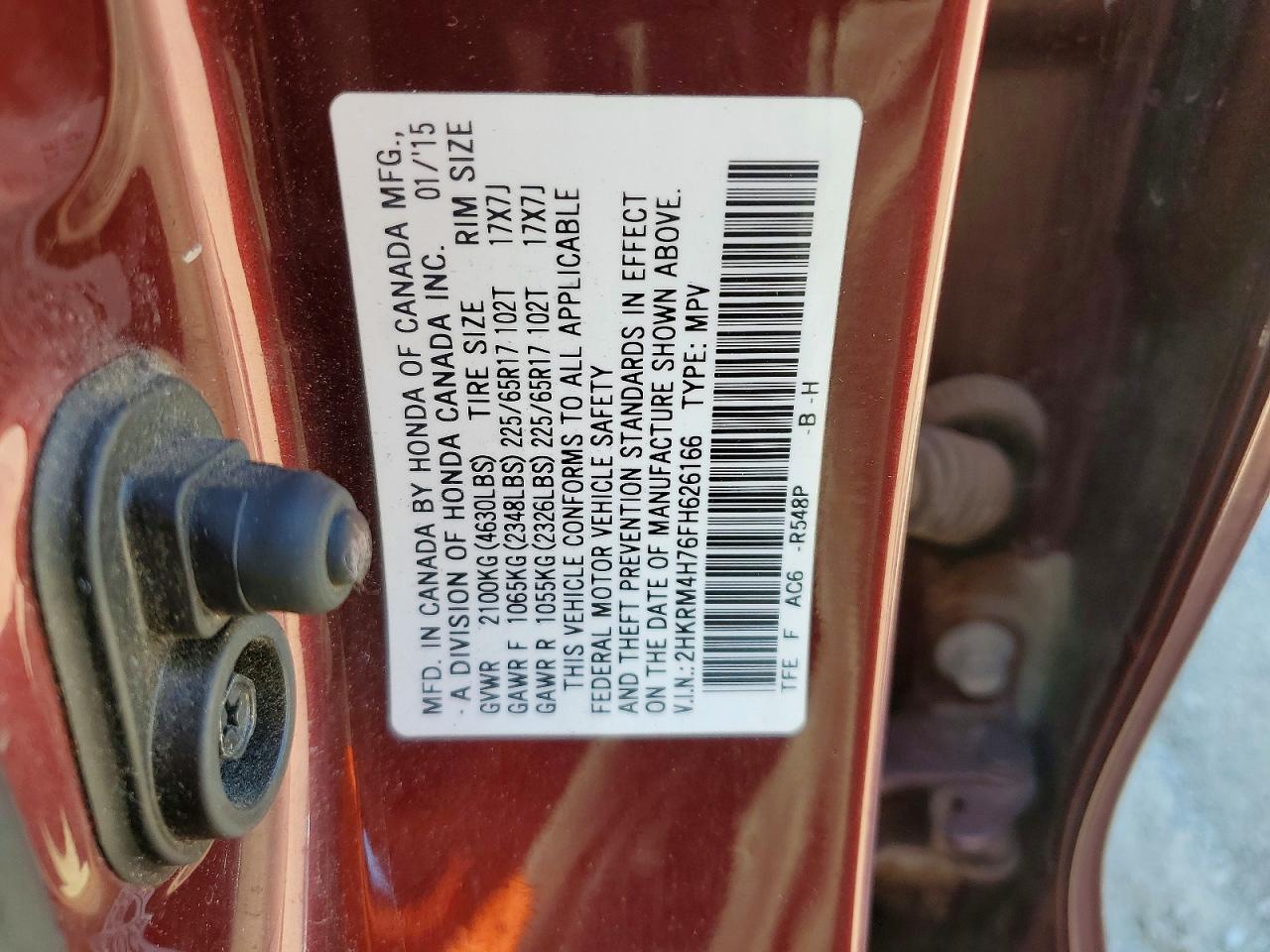 2015 Honda Cr-v Exl Burgundy vin: 2HKRM4H76FH626166