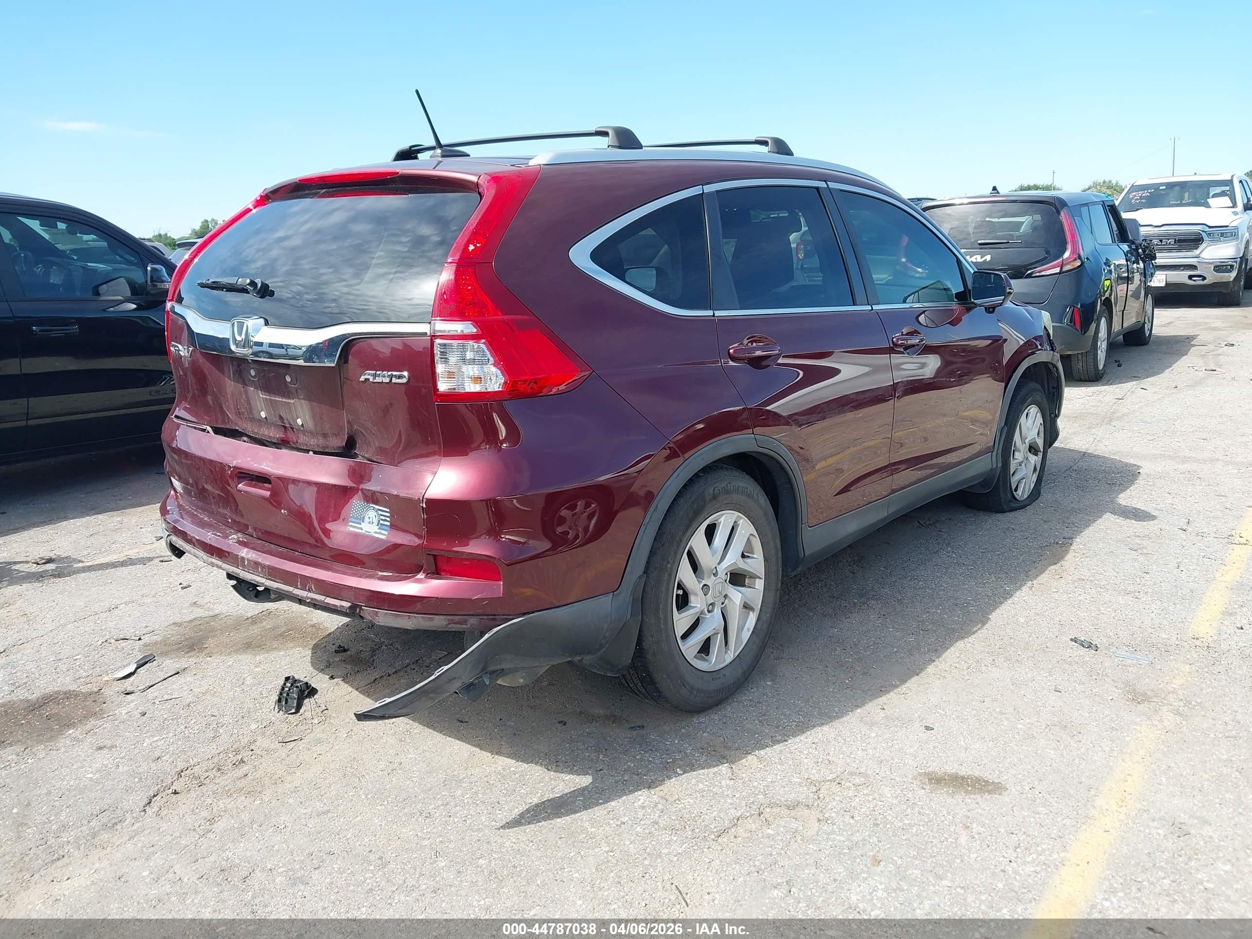 2015 Honda Cr-v Ex-l Burgundy vin: 2HKRM4H76FH628600