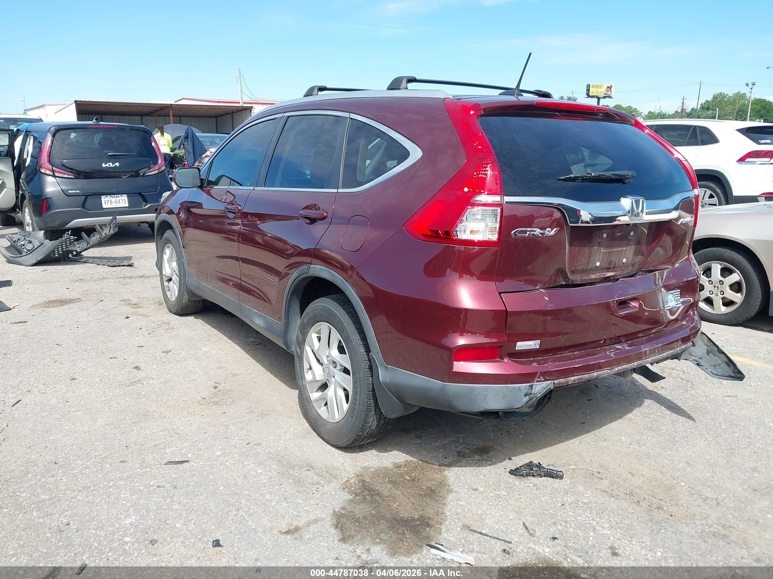 2015 Honda Cr-v Ex-l Burgundy vin: 2HKRM4H76FH628600