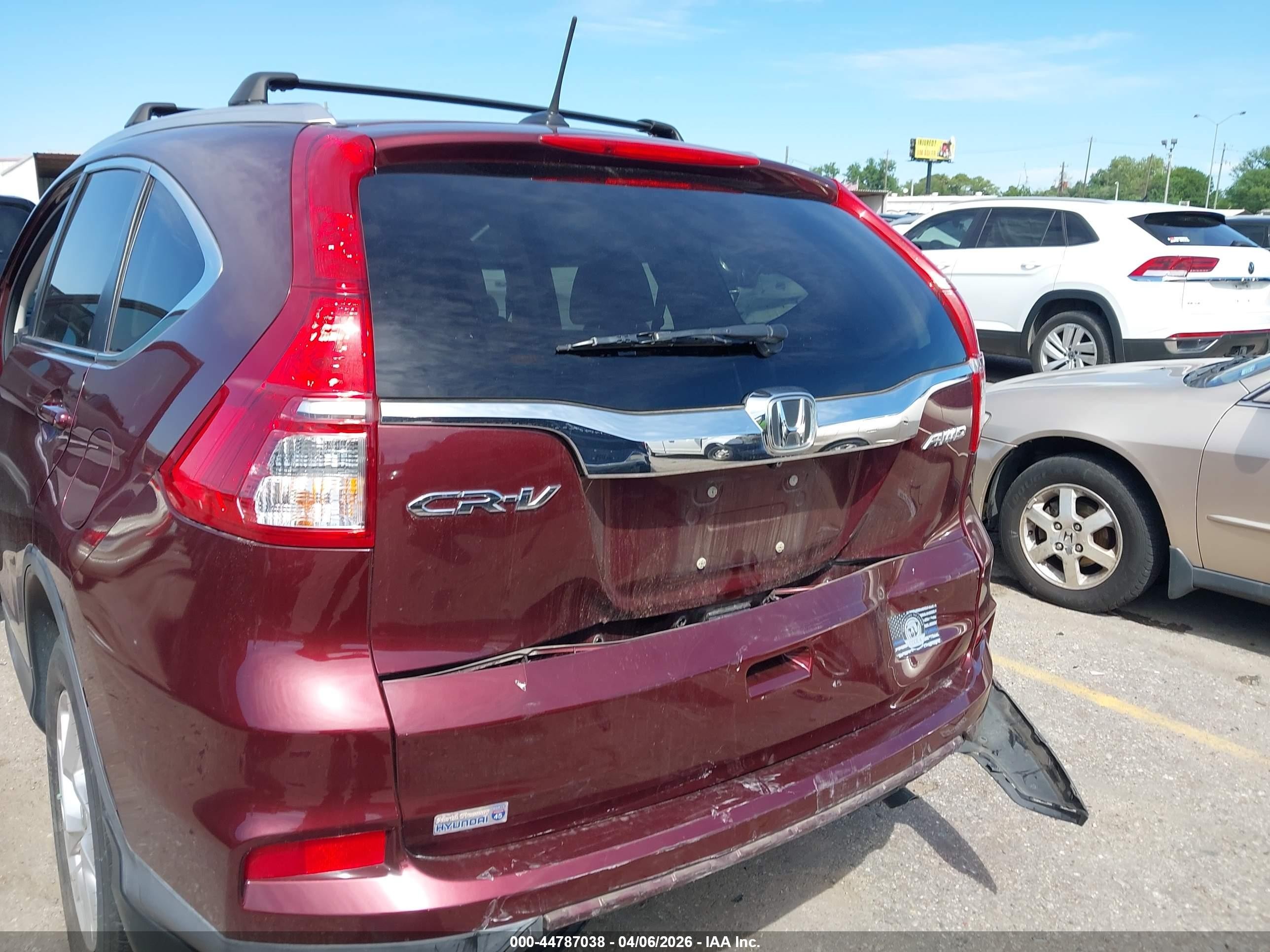 2015 Honda Cr-v Ex-l Burgundy vin: 2HKRM4H76FH628600