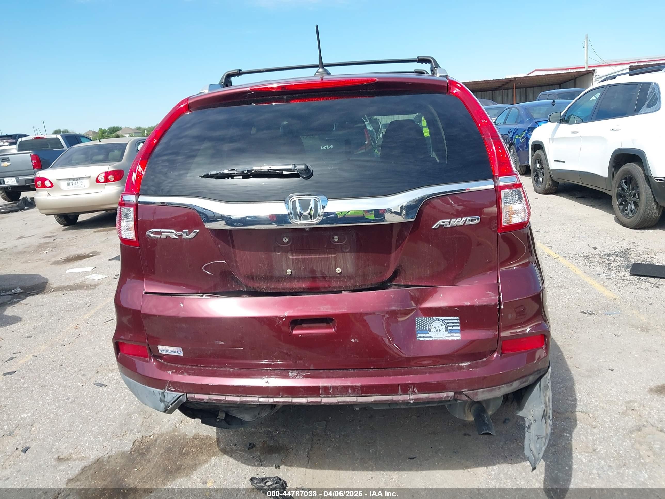2015 Honda Cr-v Ex-l Burgundy vin: 2HKRM4H76FH628600