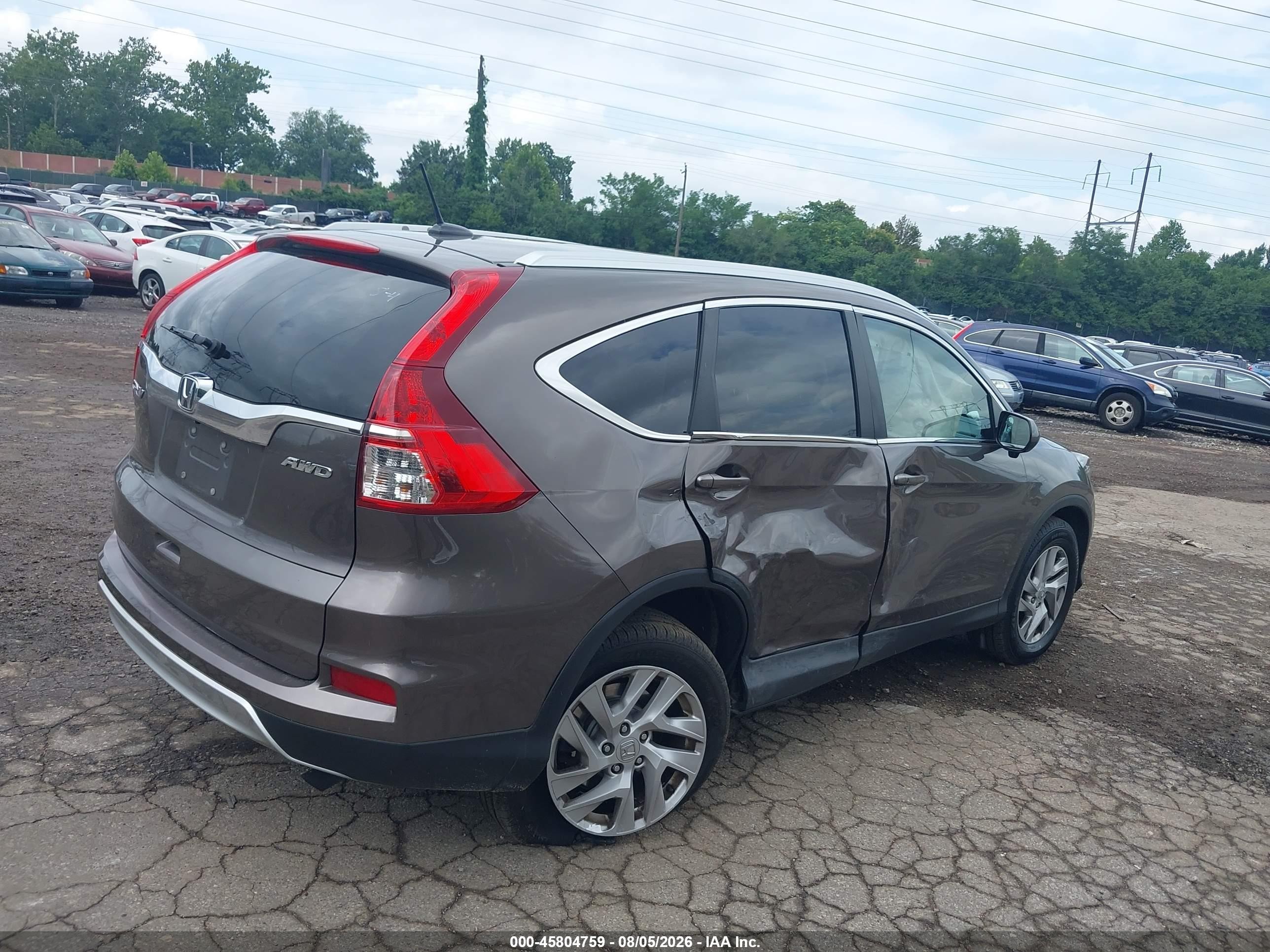 2015 Honda Cr-v Ex-l Brown vin: 2HKRM4H76FH641489
