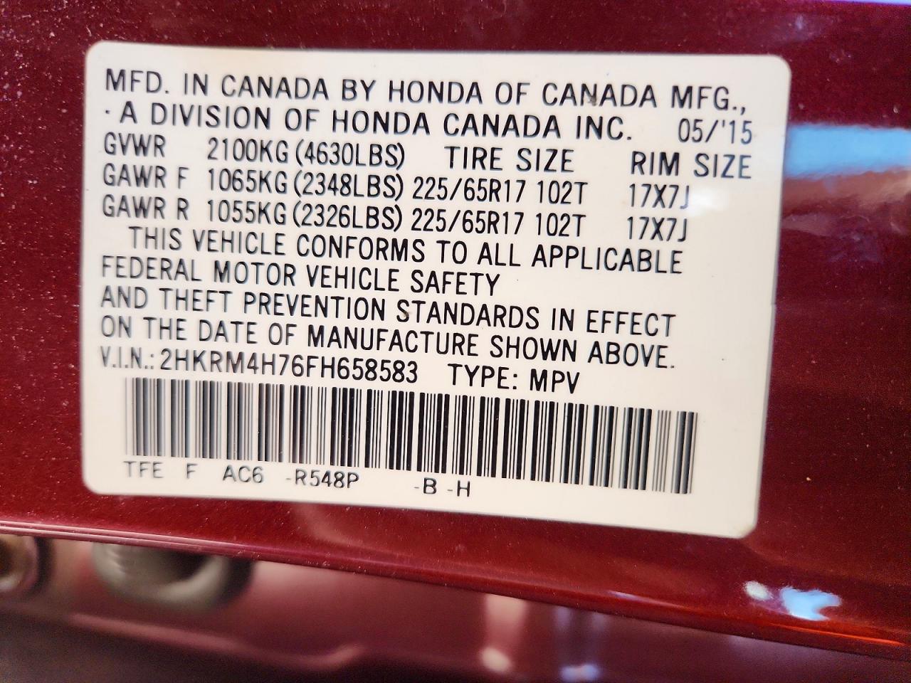 2015 Honda Cr-v Exl Burgundy vin: 2HKRM4H76FH658583