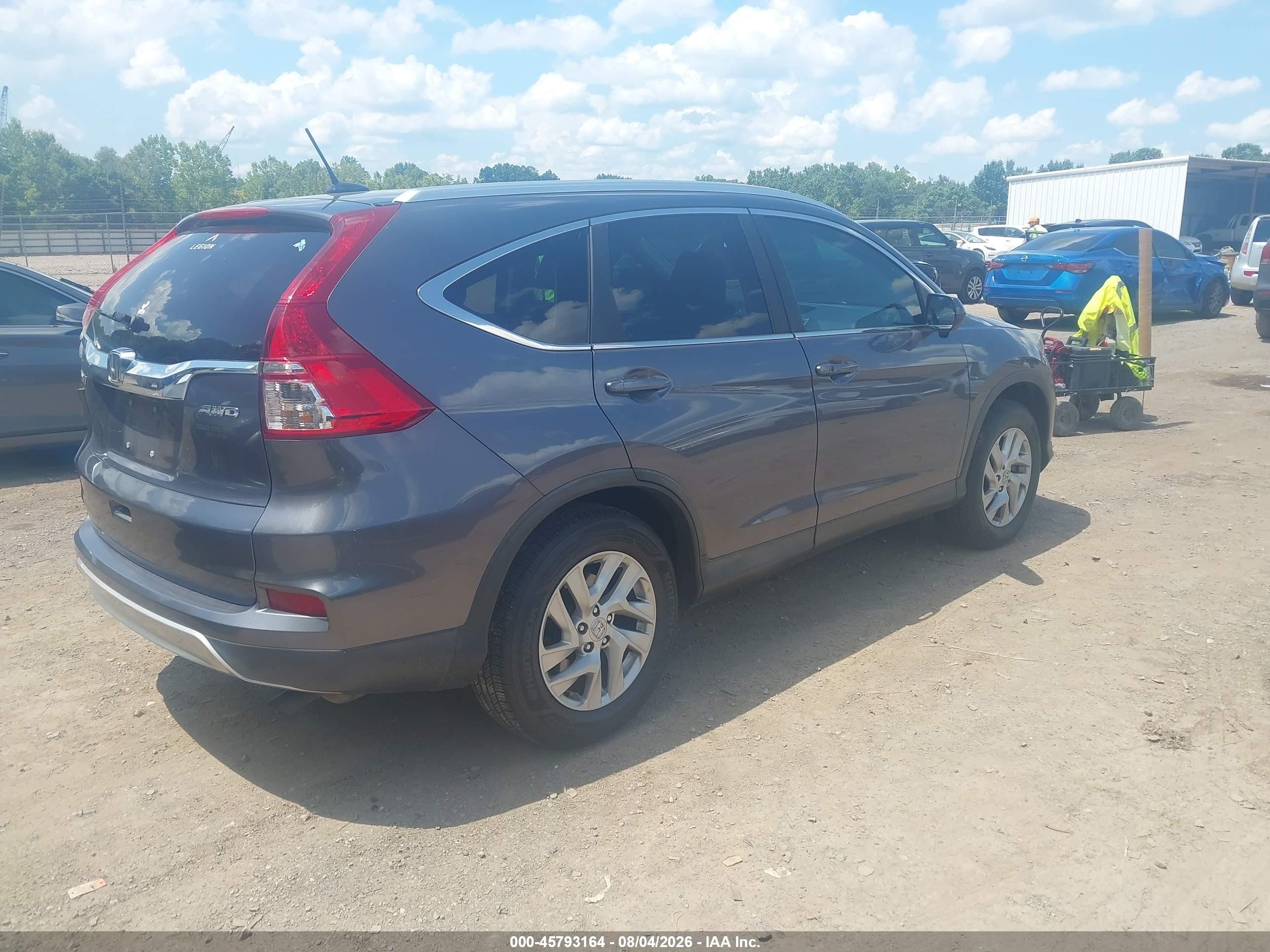 2015 Honda Cr-v Ex-l Gray vin: 2HKRM4H76FH662343